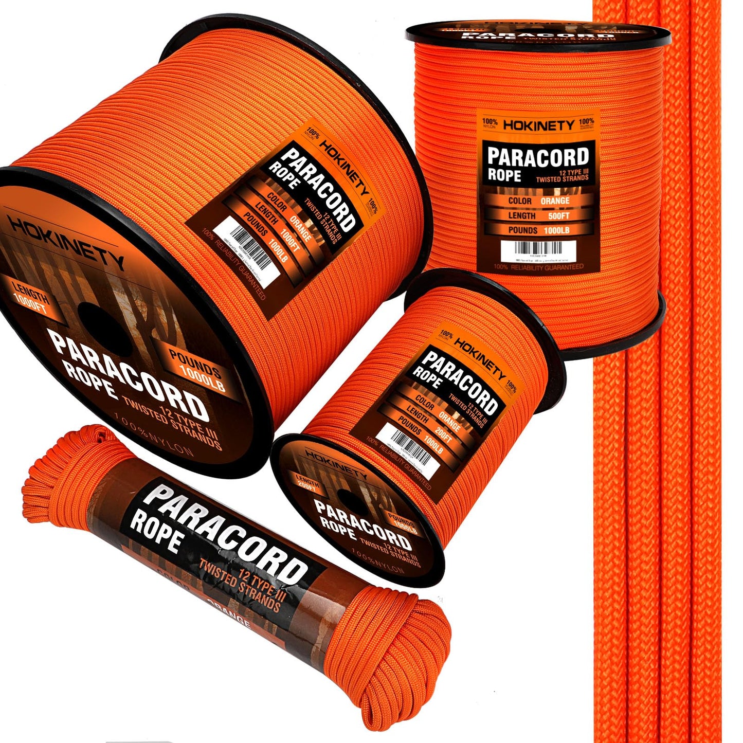 1000Ib Paracord Rope - 100ft / 200ft / 500ft / 1000ft 4mm,12 Strand Parachute Spool Cord,para Cord Lanyard for Camping,Hammock,Clothsline,Hiking,Fishing,Survival braceletand Survival