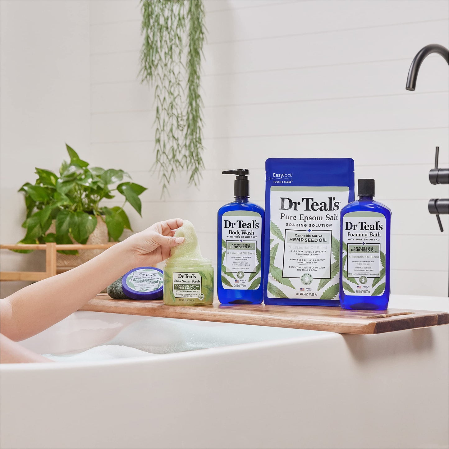 Dr Teal's Epsom Magnesium Salt Soak, Cannabis Sativa Hemp Seed Oil, 3 lbs
