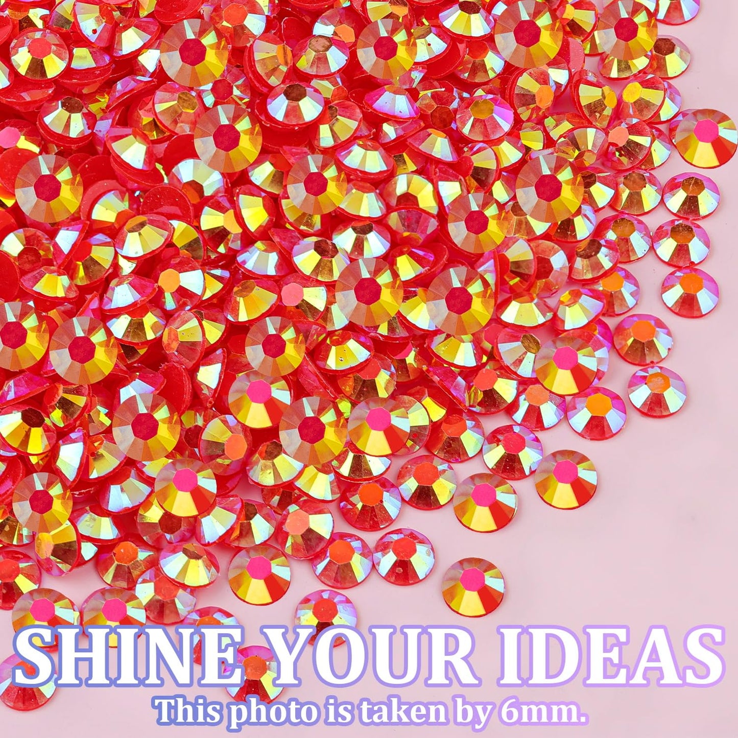 16000Pcs Resin Jelly Rhinestones with Tweezers for Crafting, Red AB 2-6mm Mixed Sizes Flatback Gems, Bedazzling Crystal for DIY Crafts Clothing Tumblers Mugs Shoes Fabric Nail Art