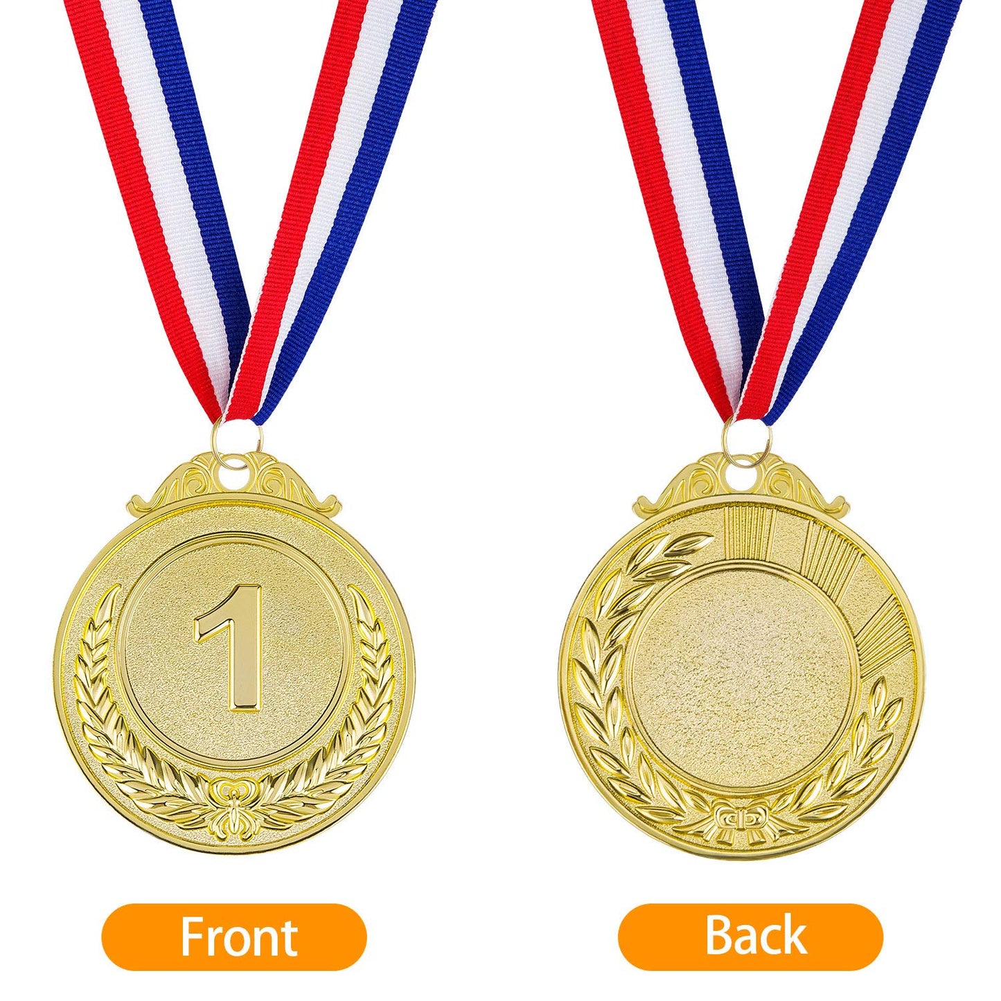 18 Pieces Metal Winner Gold Silver Bronze Award Medals Style Metal Winner Awards with Neck Ribbon, 2Inches