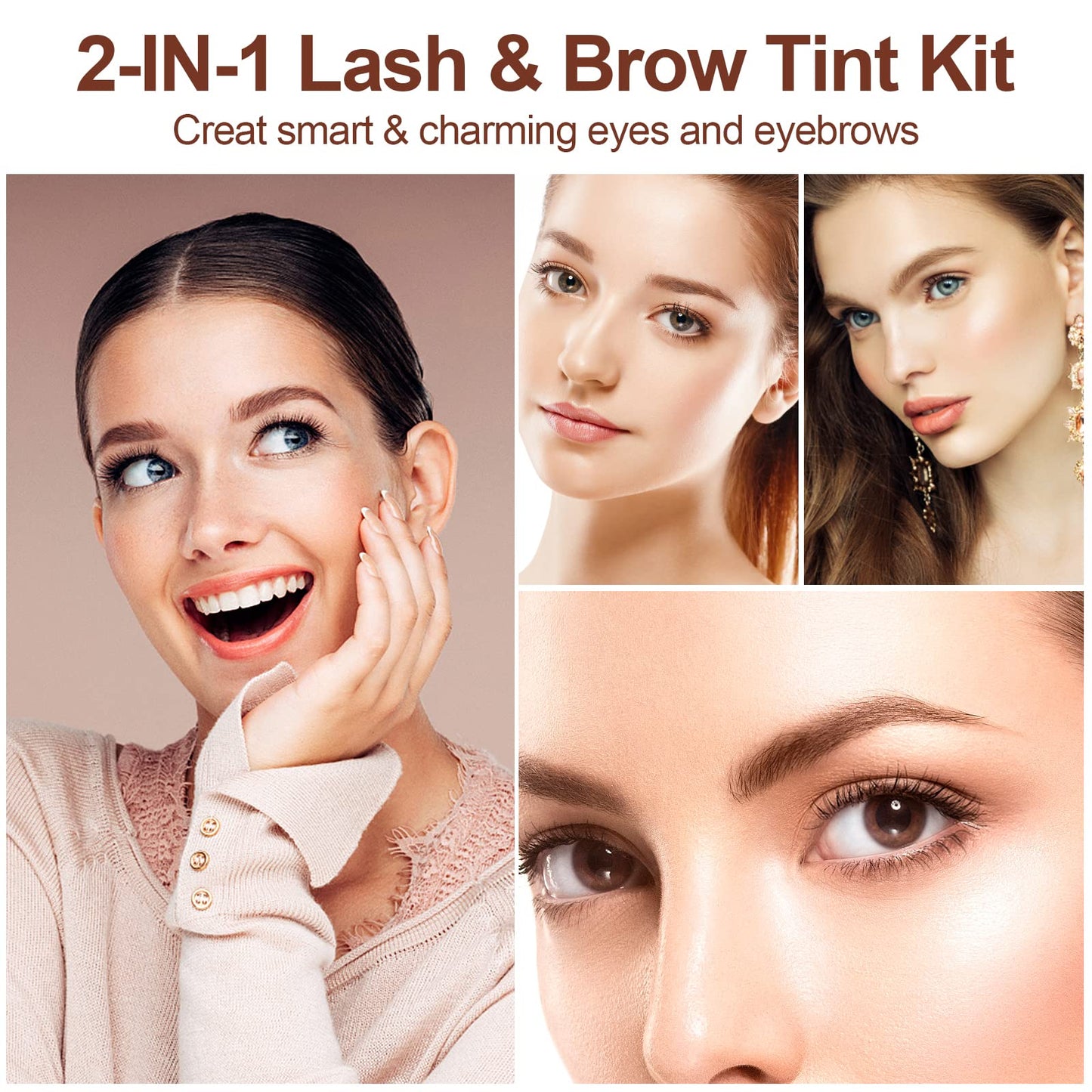 Duoffanny 2-In-1 Eyelash & Eyebrow Kit, Professional Lash & Brow Color Kit, Lasting for 4-6 Weeks DIY Hair Coloring for Salon & Home Use 7ml Light Brown