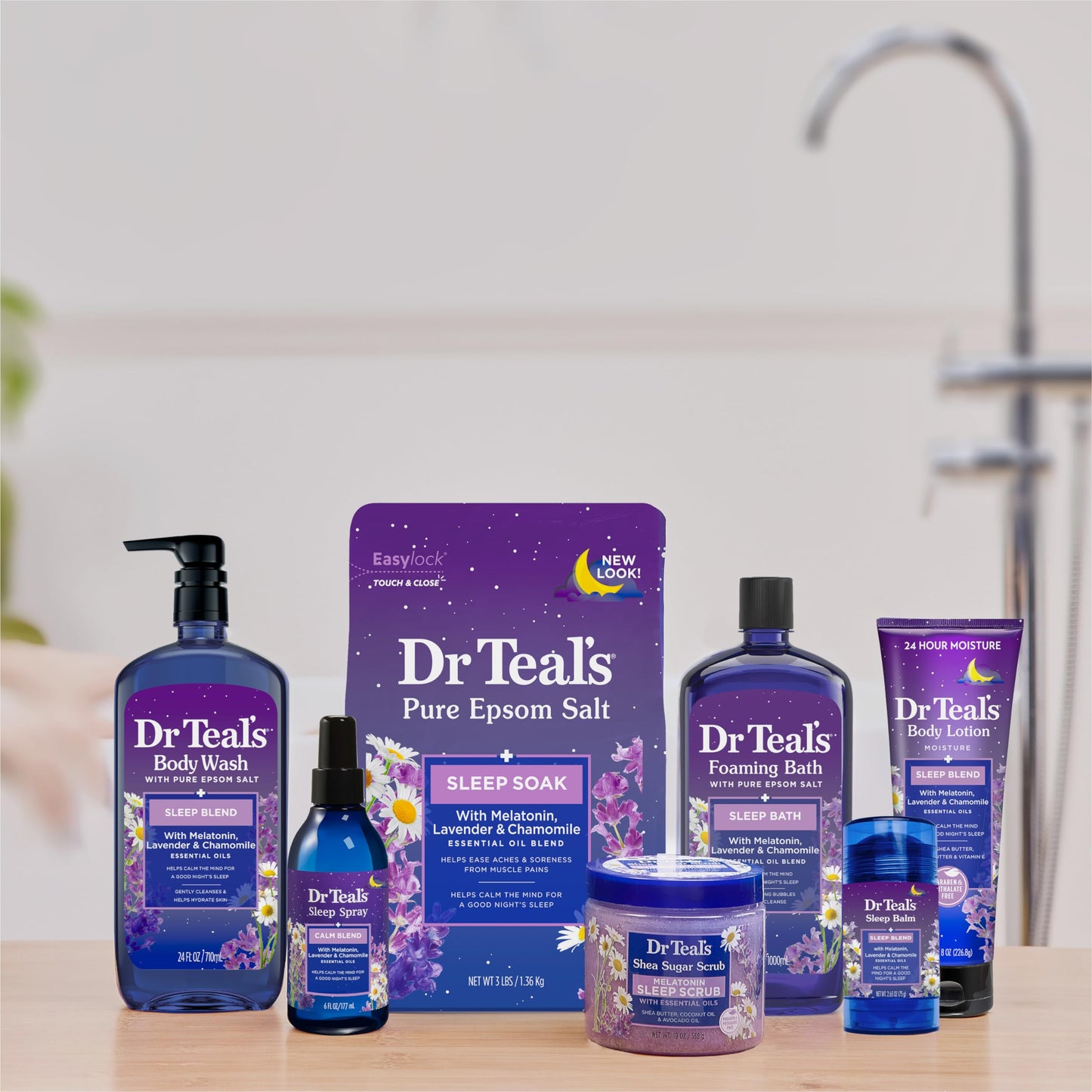 Dr Teal's Foaming Bath with Pure Epsom Salt, Sleep Blend with Melatonin, Lavender & Chamomile Essential Oils, 34 fl oz (Pack of 2) (Packaging May Vary)