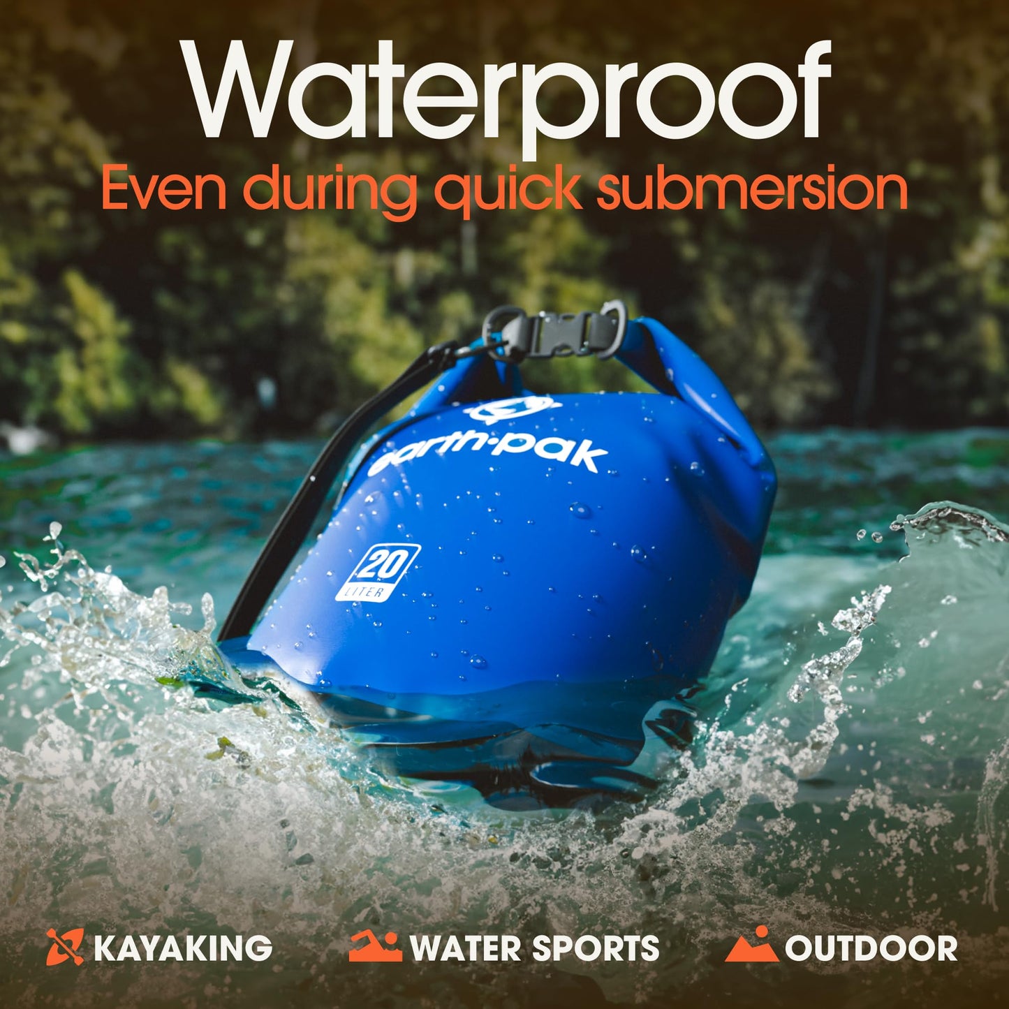 Earth Pak Waterproof Dry Bag - Roll Top Waterproof Backpack Sack Keeps Gear Dry for Kayak with Waterproof Phone Case