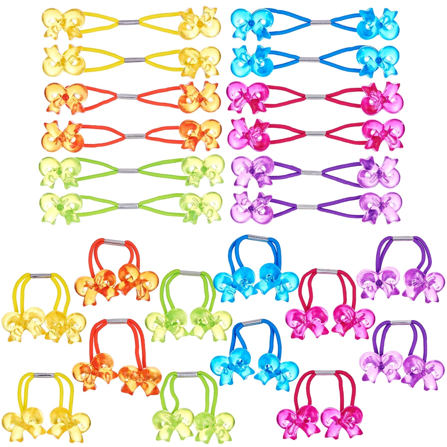 Expressions 24pc Ponytailers Ponytail Balls Hair Elastics, Flower-Shaped Multicolored Twin Hair Beads Bauble Hair Ties Ponytail Holders, Toddler Hair Accessories, Kids Hair Ties, Value Pack