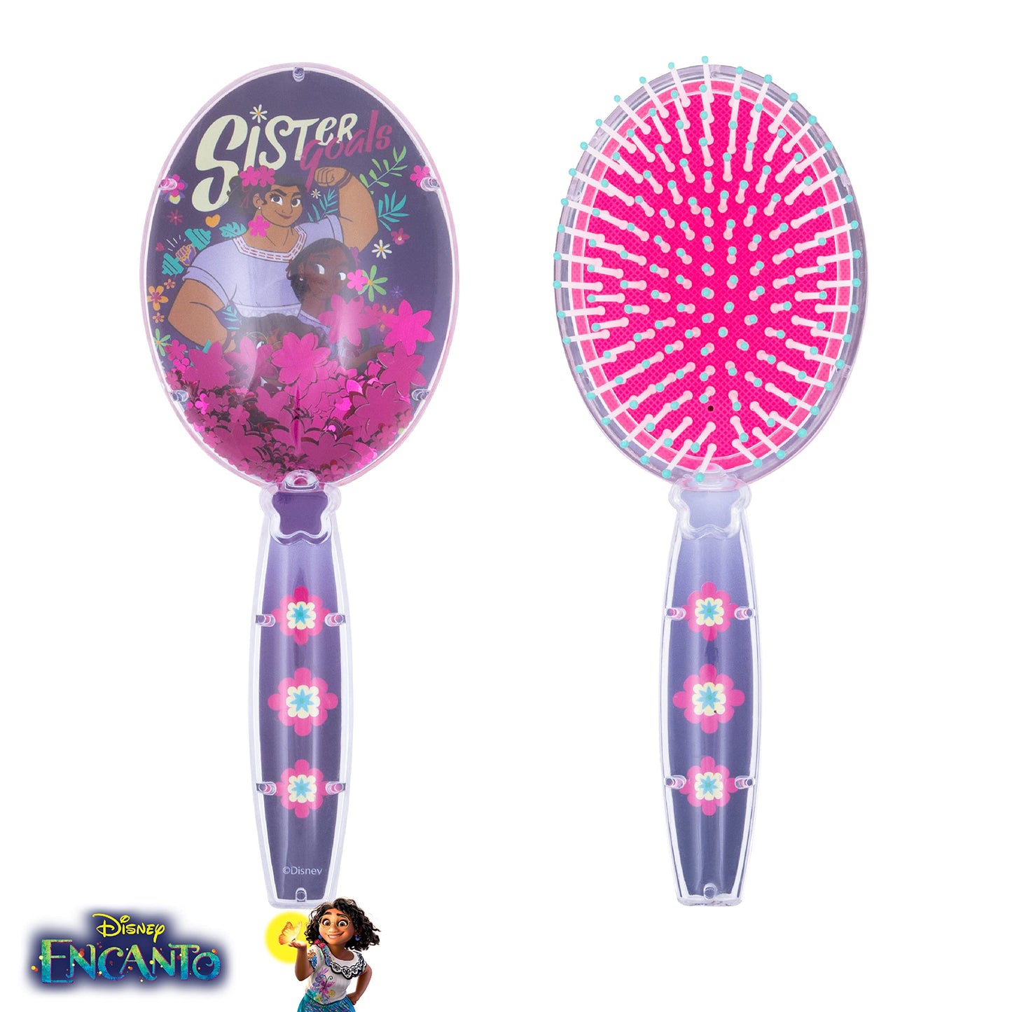Encanto Hair Brush with Magical Sparkling Stars Confetti HairBrush, Purple - Kids Ages 3+