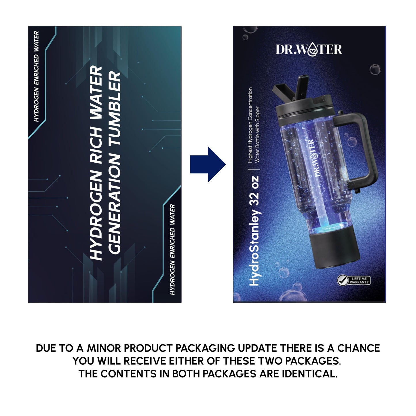 Dr.Water Hydrogen Water Bottle - 3X More Hydrogen Concentration - 32oz Hydrogen Water Bottle Generator - Portable Hydrogen Water Machine | Certified H2 Generator - HydroStanley Black