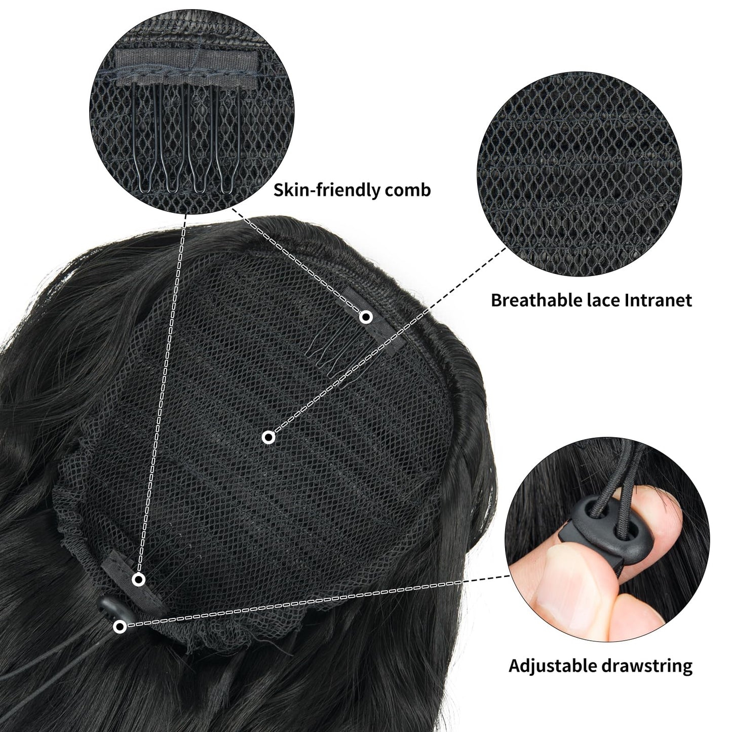 Drawstring Ponytail for Women, 26 inch Long Ponytail Extension, Soft Synthetic Pony Tails Hair Extensions, Clip in Ponytail Hair Extension for Daily Use (Dark Brown With a Slight Auburn Luster)
