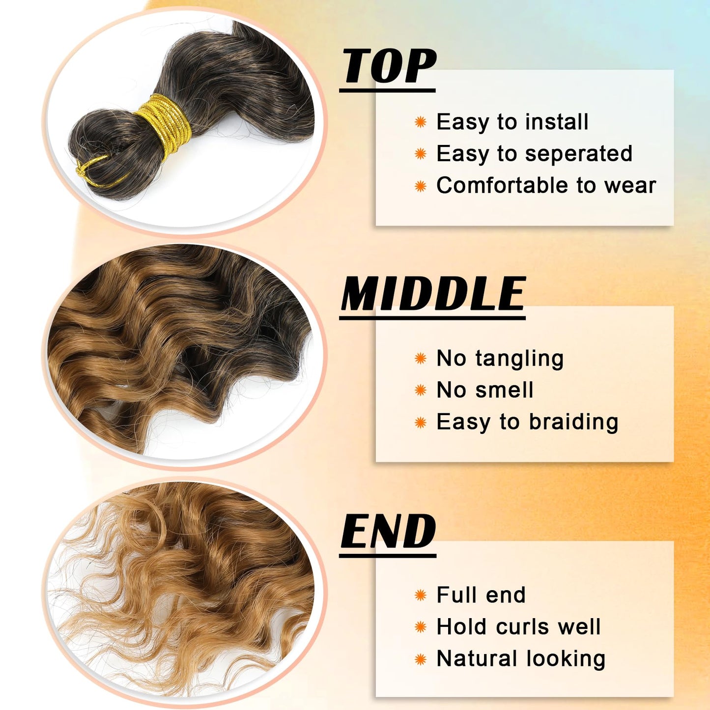 Eerya Long Curly Braiding Hair 18 Inch 2 Packs Ocean Wave Crochet Hair for Black Women Deep Wave Braiding Hair for Boho Braids (18 inch, T1B/27)