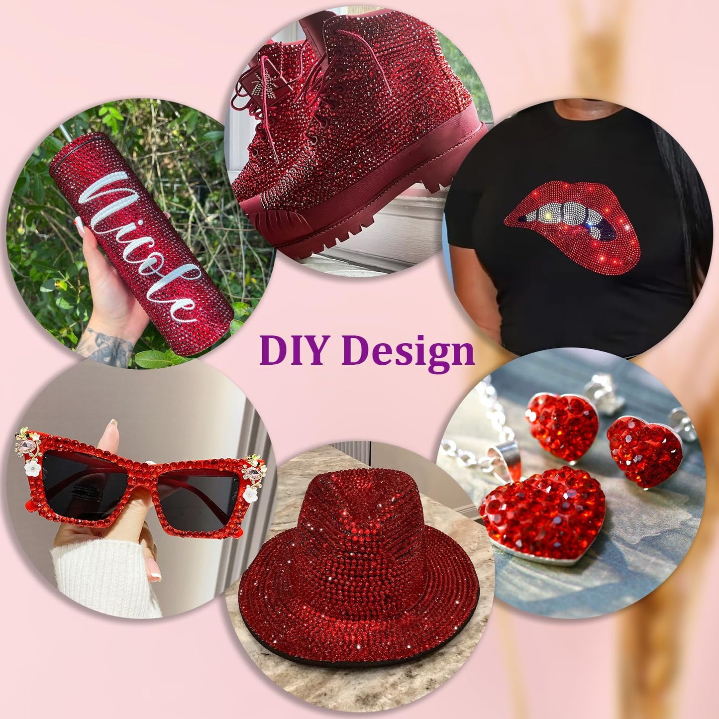 16000Pcs Resin Red Rhinestones for Crafting, Non Hotfix Flatback Gems, Bedazzling Crystal with 3Pcs 10ml B7000 Jewelry Glue for DIY Crafts Clothing Tumblers Shoes Fabric Nail Art