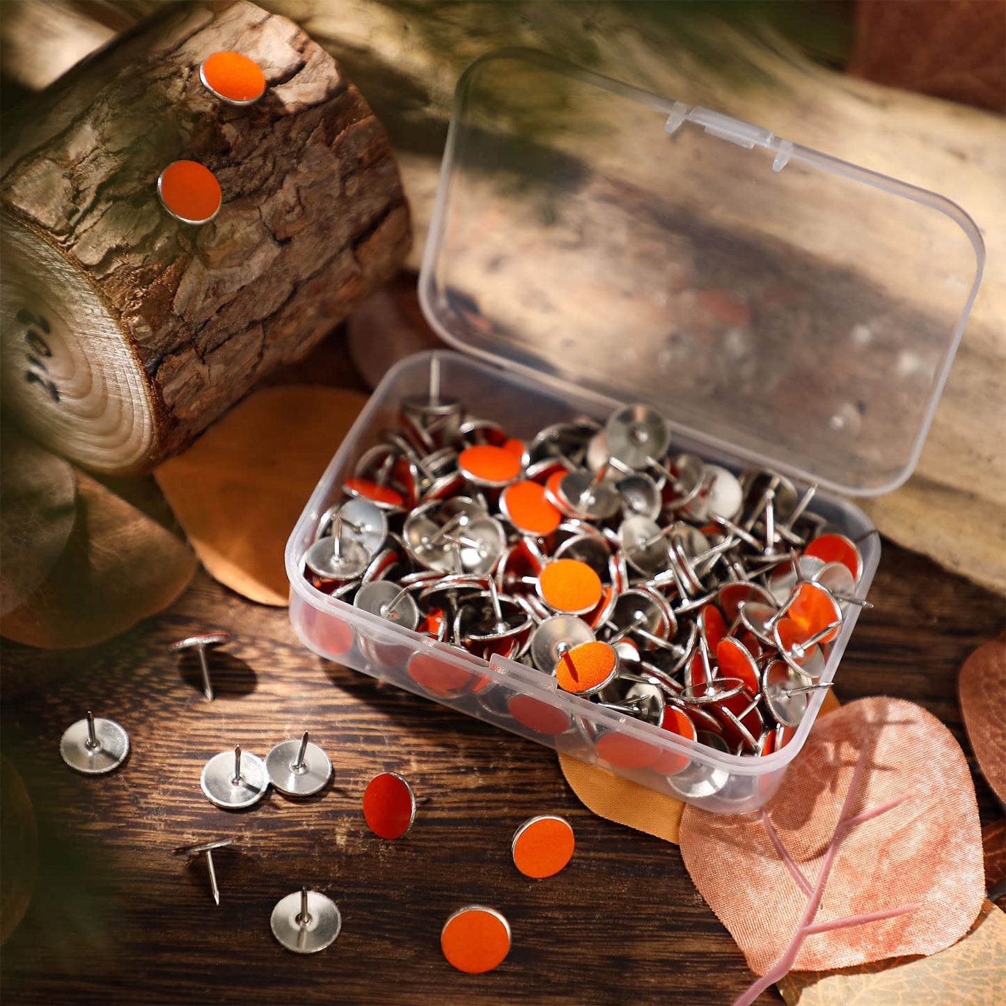 Epakh 200 Pack Reflective Tacks Trail Marking Tacks Glow Tacks Reflective Trail Markers Hunting Reflector Tacks Mark Trail Reflective Thumb Tacks for Hunting Hiking Camping Tree Stand (Orange)