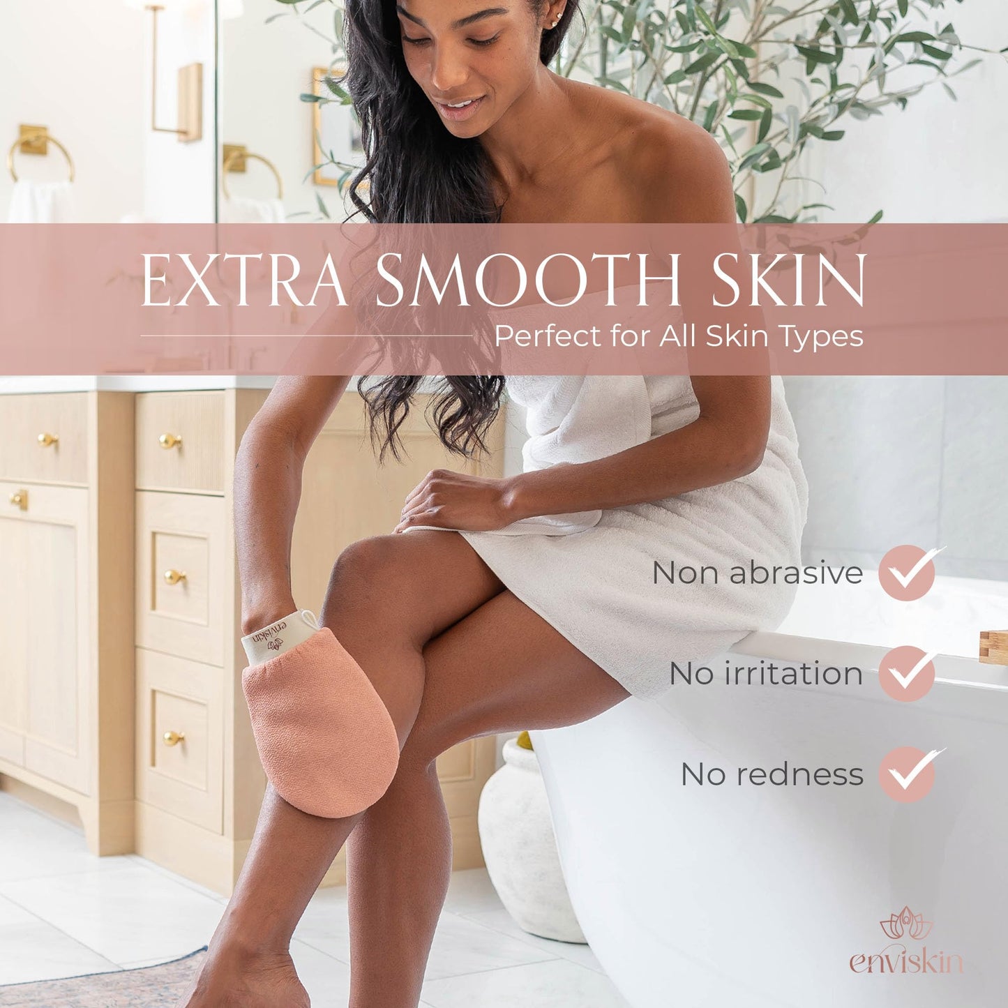 Enviskin Dermaglow Exfoliating Gloves – Premium Plant-Based Viscose Double-Layer Mitt for Deep Body Exfoliation, Dead Skin Removal, Self-Tan Eraser, Smooth Soft Skin
