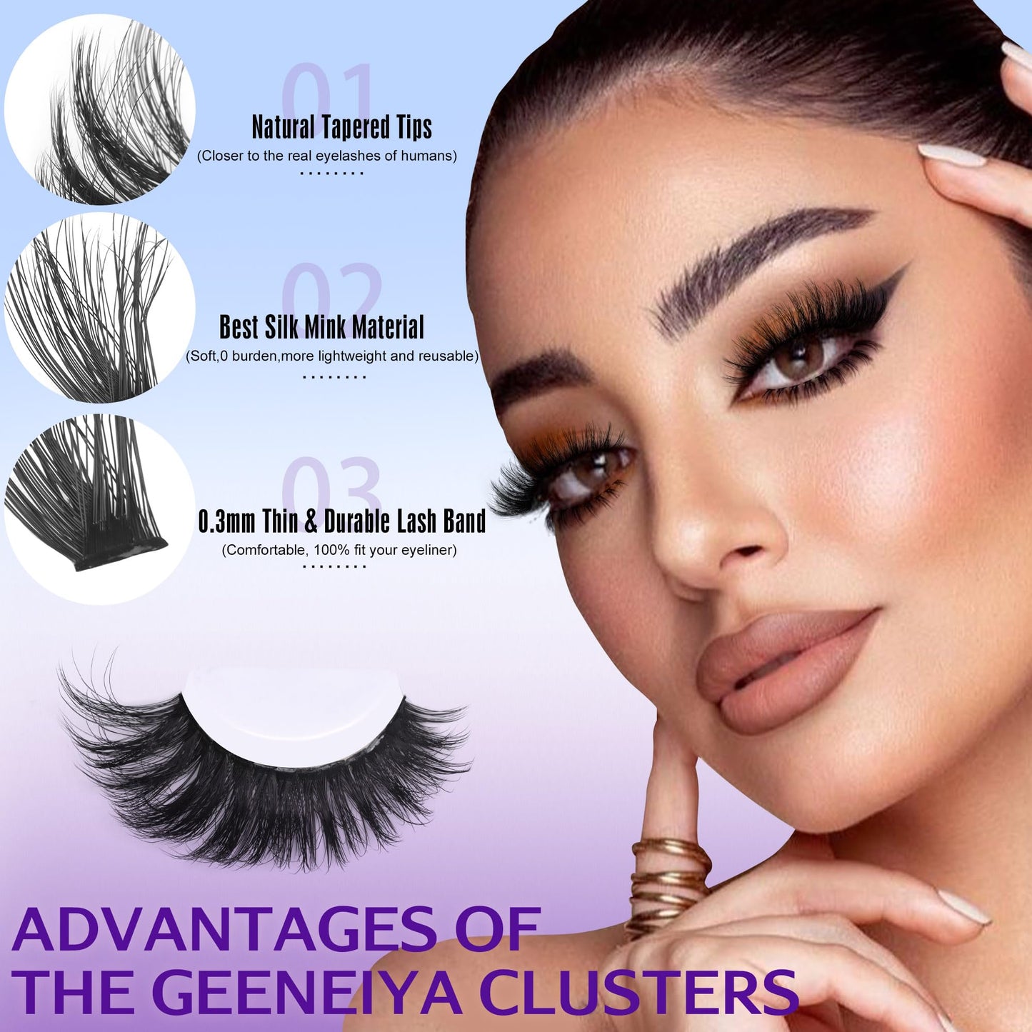 10-20mm Fluffy Lash Clusters with Manga Bottom Lashes Extension Wispy Cluster Eyelash Extensions D Curl Individual Lashes Volume DIY Eyelashes by Geeneiya