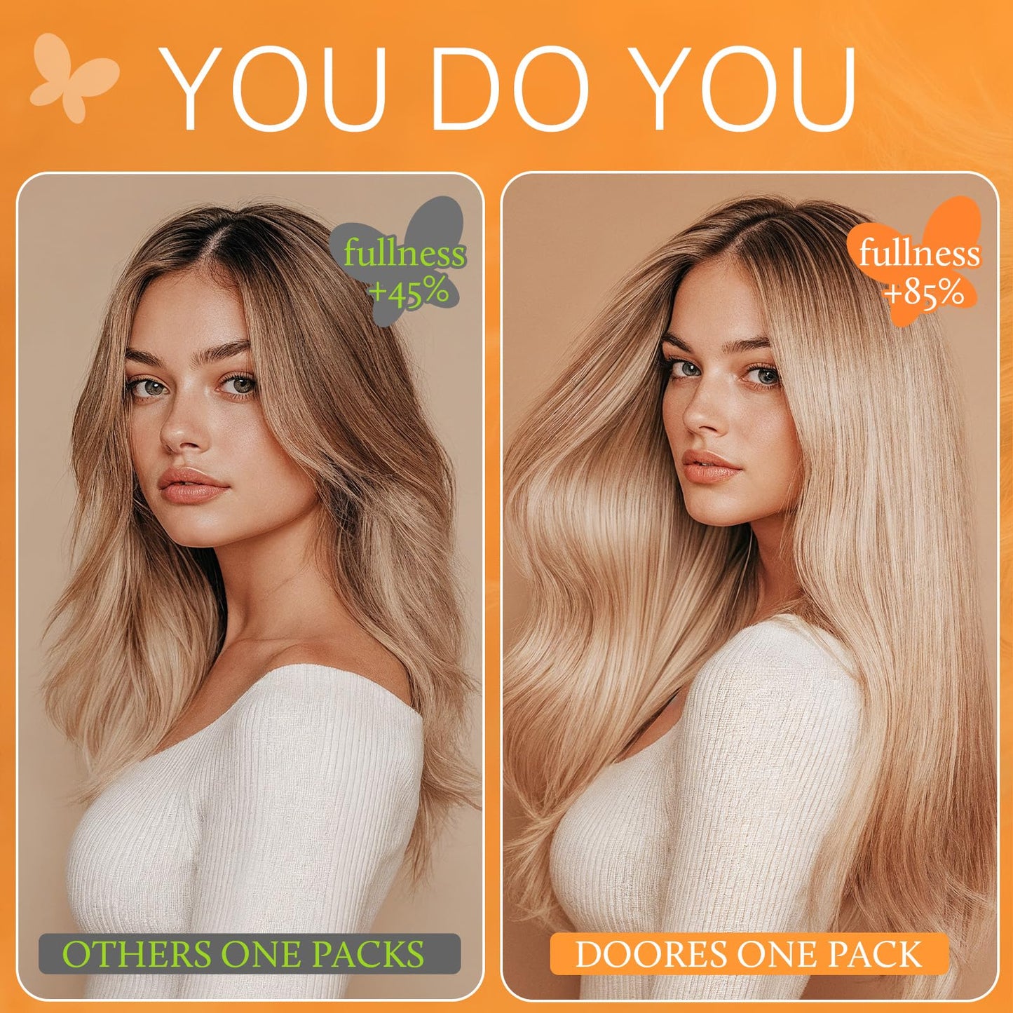DOORES Clip in Hair Extensions Dark Brown 120g 7pcs 20 Inch Remy Human Hair Extensions Clip in Real Hair Extensions Natural Hair Straight Thick