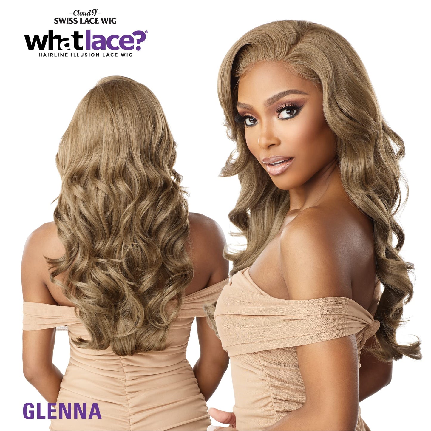 Sensationnel What lace 13x6 wigs - glenna lacefrontal hand tied glueless synthetic with natural density preplucked hairline (BALAYAGEGOLD)
