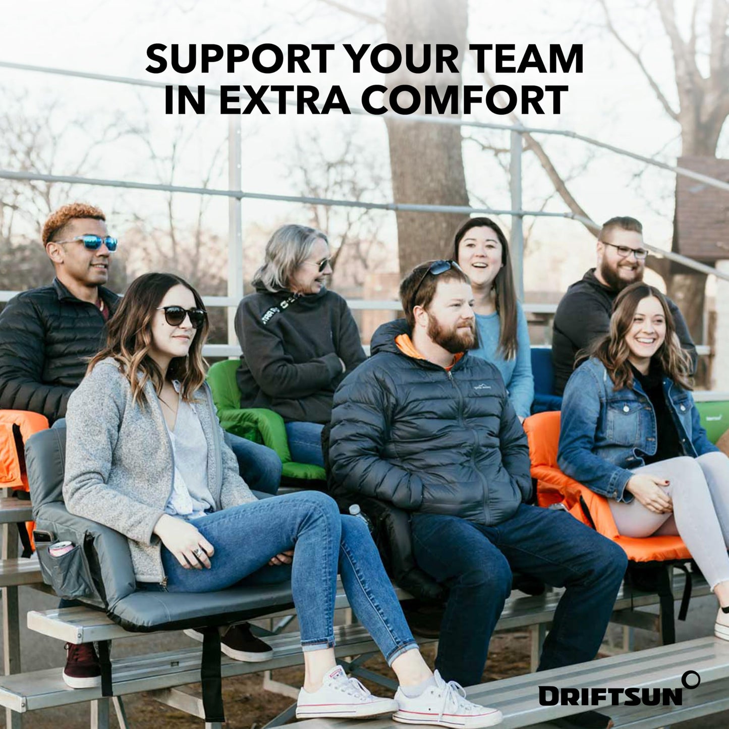 Driftsun Extra Wide Stadium Seats with Back Support - Deluxe Foldable Stadium Chairs for Bleachers - Folding Waterproof Sport Chair - Easy to Transport