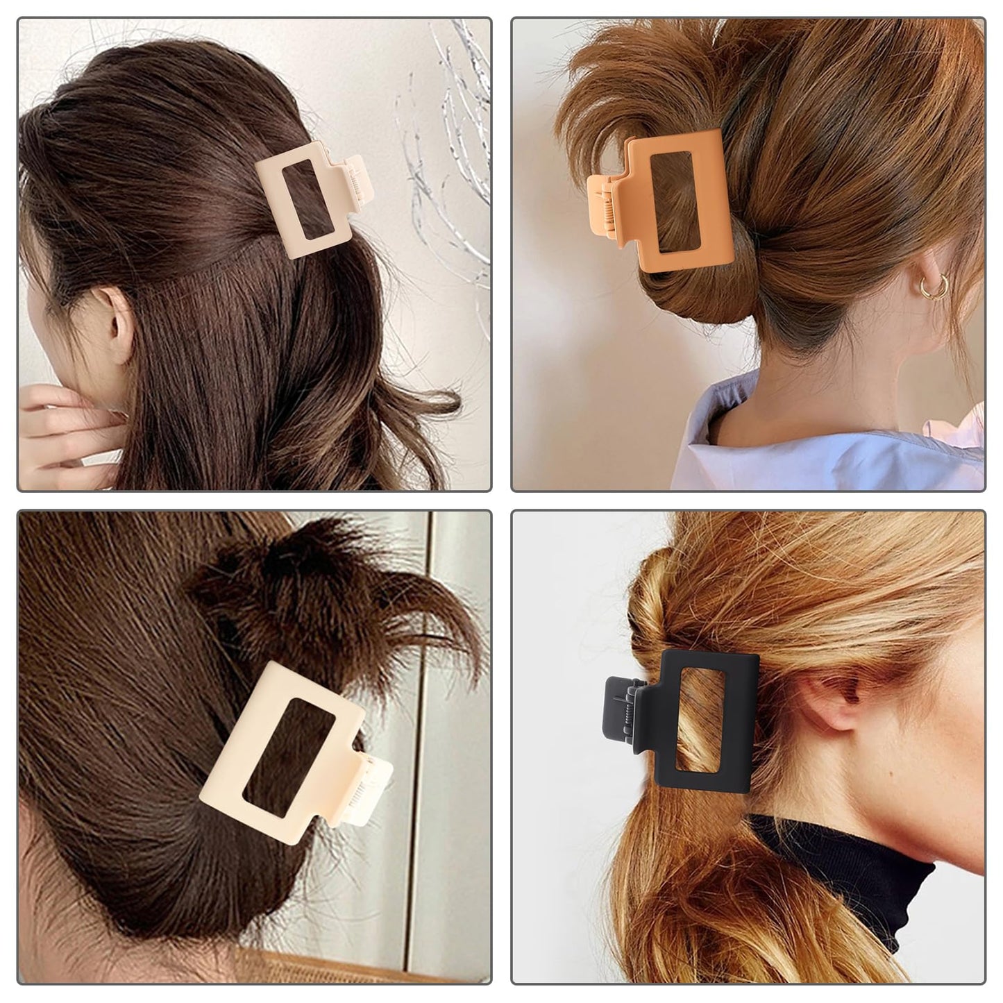 18 Pack Square Small Hair Clips for Women Girls,2 Inch Matte Rubber Coating Medium Claw Clips Thin Short Hair,Strong Hold Jaw Clips(Neutral Color Hair Accessories)