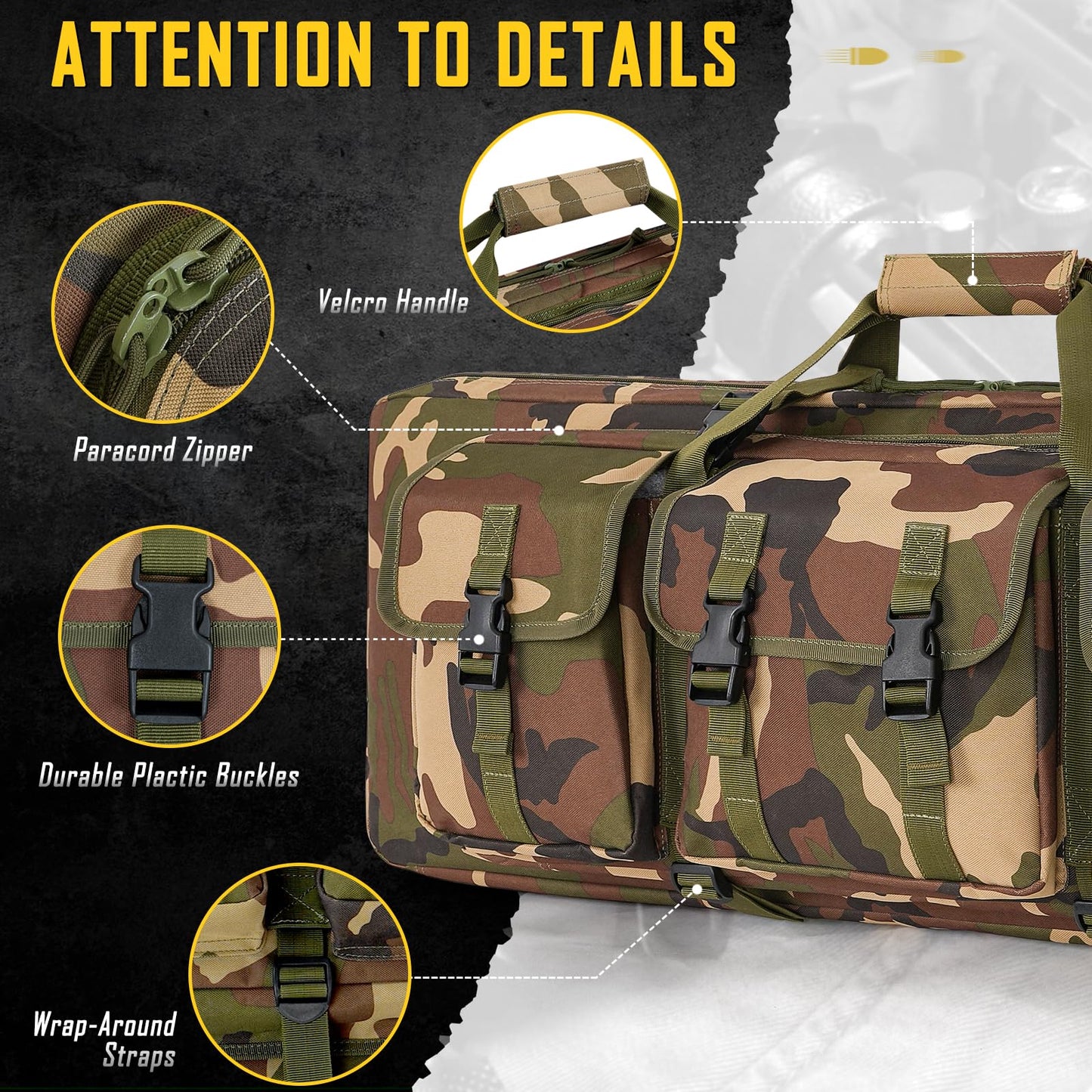 DULCE DOM 36 inch Double Case Soft Bag Gun Case, Perfect for Pistol Storage and Transportation, All Around Shooting Range Rifle Backpack, Indoor Outdoor