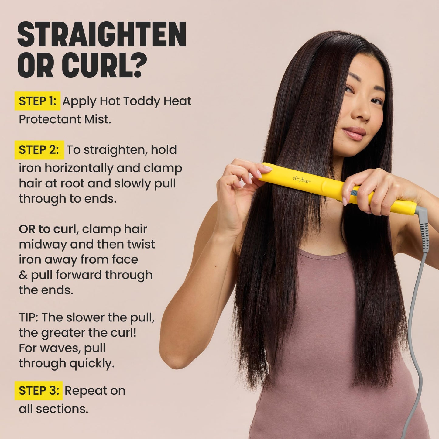 Drybar The Tress Press Straightening Iron 1.25" - Ionic Technology for Smooth, Shiny Hair - Straighten or Wrap Around Barrel to Create Curls, Waves, or Sleek Styles