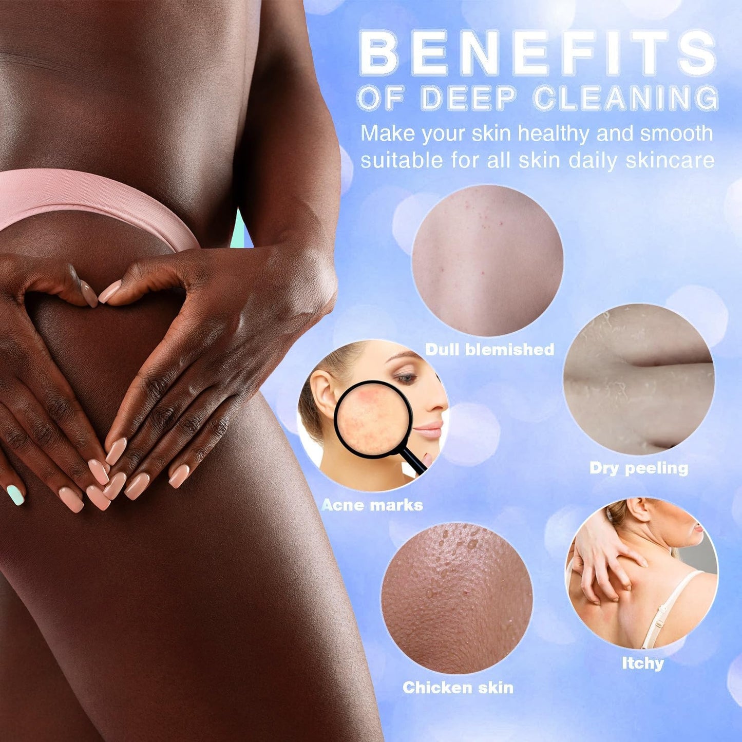 3 Pieces African Bath Sponge African Net Long Net Bath Sponge Exfoliating Shower Body Scrubber Back Scrubber Skin Smoother,Great for Daily Use (Brown、Blue、Green)