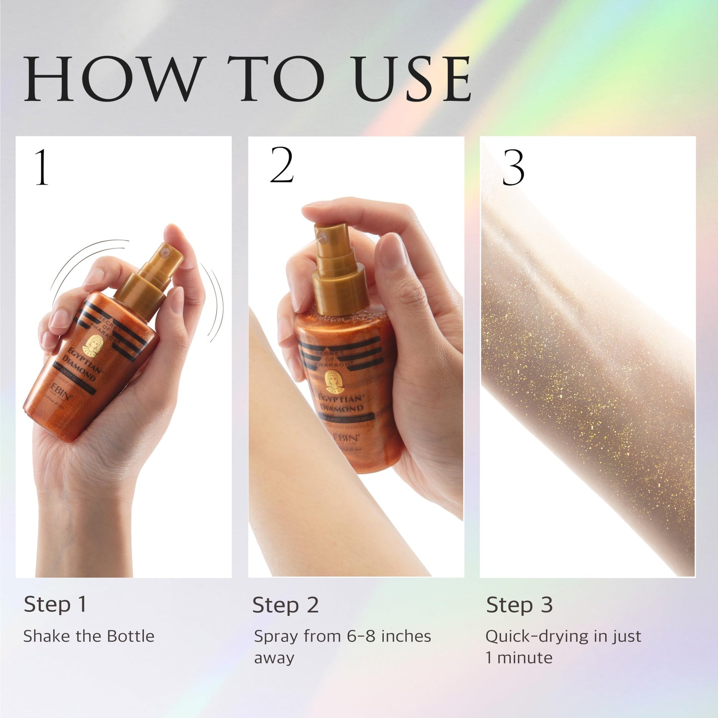 EBIN NEW YORK Egyptian Diamond Hair & Body Glitter Mist, Easy to Apply, Hydrating, Cruelty-Free, Gifts for Girls, Boys, Men, Holiday, Christmas - Sapphire, 2.37 fl oz