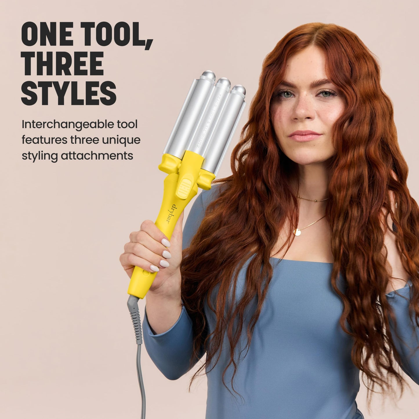 Drybar The Mixologist Interchangeable Styling Iron – One Tool, Three Styles – Reduces Frizz, Adds Shine – Curling Iron – Hair Curling Wand