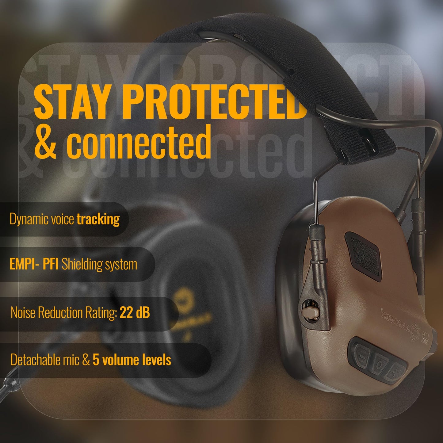 EARMOR M32 PLUS 2024 Version Tactical Headset Hunting & Shooting Earmuffs with Microphone, Sound Amplification, Nato TP120 Jacket, Coyote