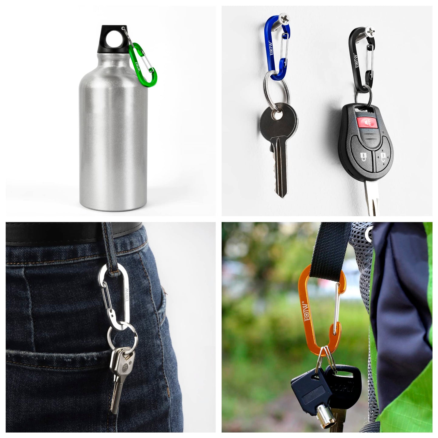 EOTW Carabiner Keychain, Small Carabiner Clip with Paracord Keychain Mini Aluminum D Ring Key Organizer