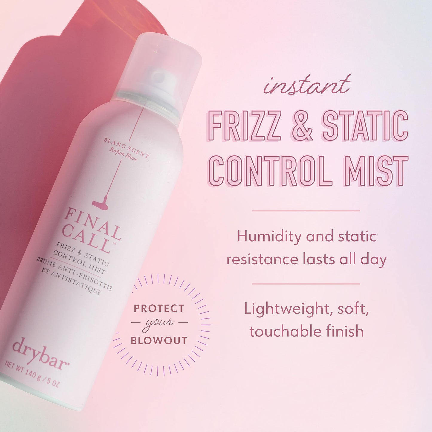 Drybar Final Call Frizz & Static Control Mist Coconut Colada Scent - Full Size | Fights Frizz, Tames Flyaways to Maintain Smooth and Shiny Blowouts, 24 Hour Frizz Control & 72 Hour Static Control