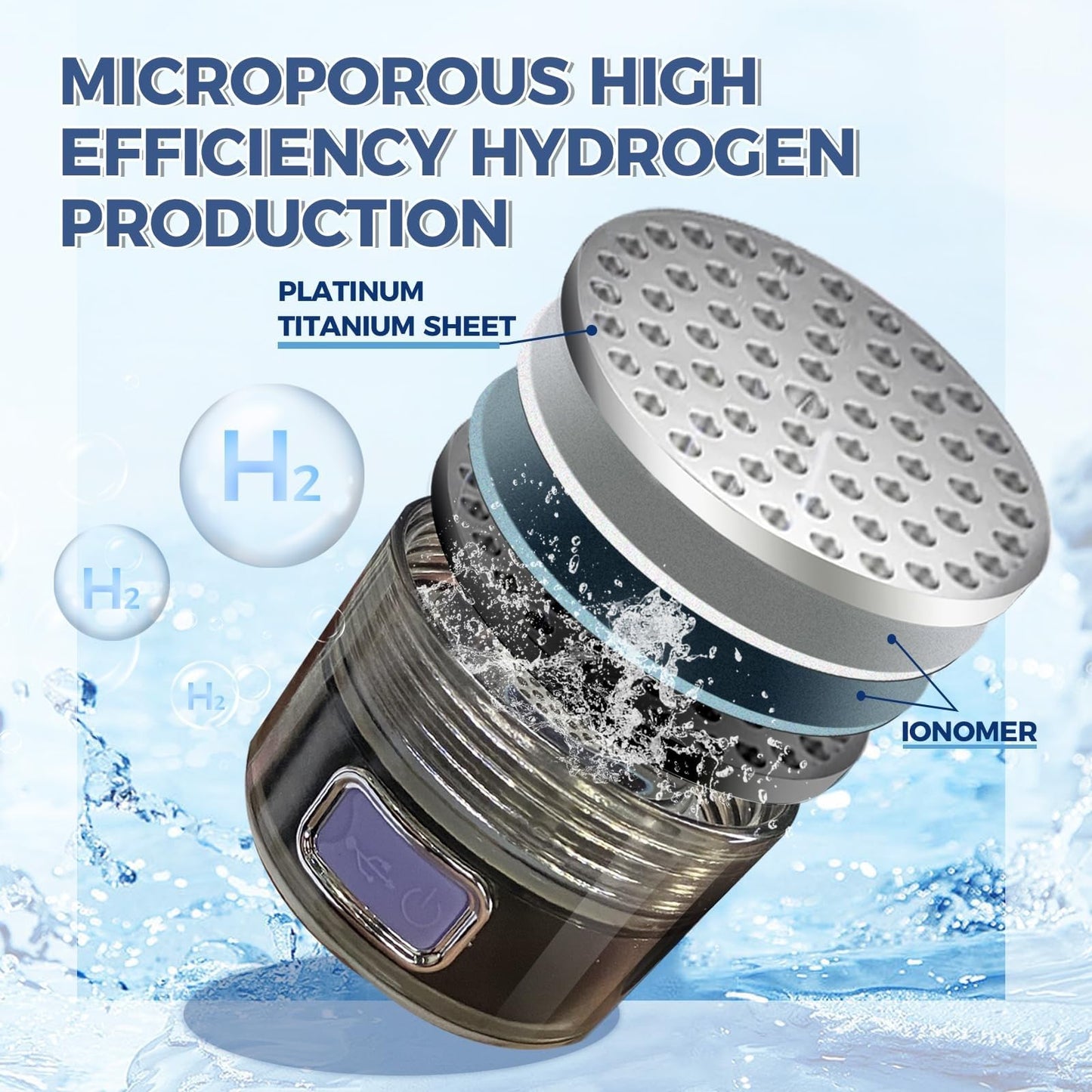 1.5L Large Capacity Hydrogen Water Bottle Generator, Hydrogen Water Bottle for Sports, Hydrogen Water Bottle Generator for Hydrogen Generation from Pyrolyzed Water, Gift for Sports Loving Friends(Colo