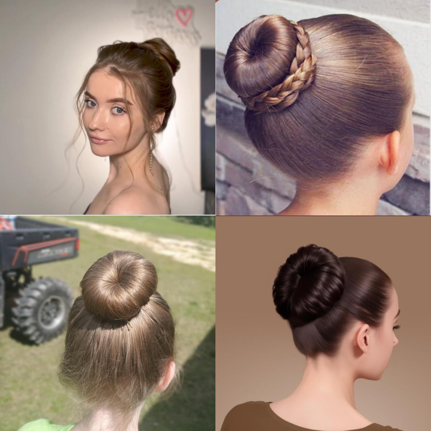 Donut Hair Bun Maker - 4pcs Hair Bun Maker for Kids Easy Ballet and Sock Buns 20pcs Bobby Pins Black