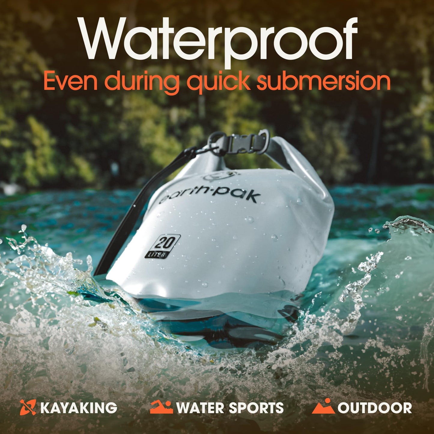 Earth Pak Waterproof Dry Bag - Roll Top Waterproof Backpack Sack Keeps Gear Dry for Kayak with Waterproof Phone Case