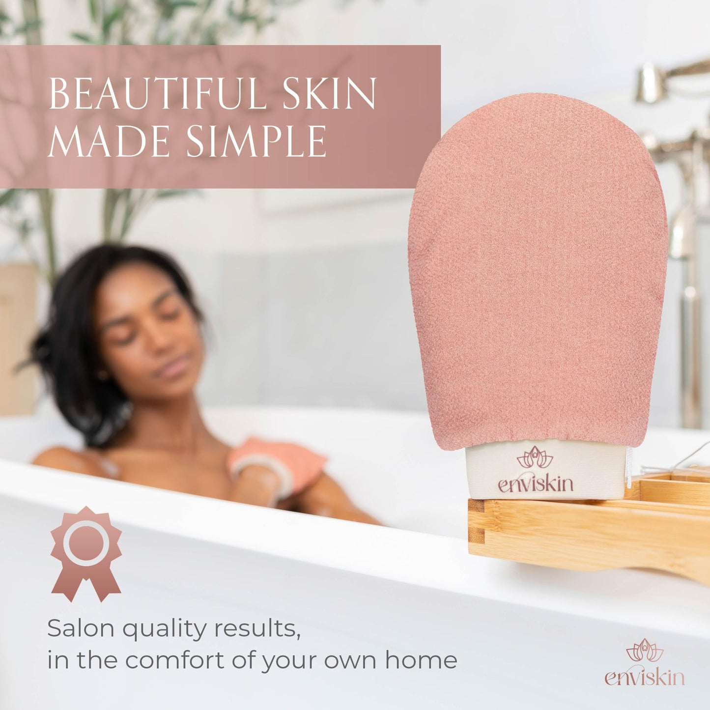 Enviskin Dermaglow Exfoliating Gloves – Premium Plant-Based Viscose Double-Layer Mitt for Deep Body Exfoliation, Dead Skin Removal, Self-Tan Eraser, Smooth Soft Skin