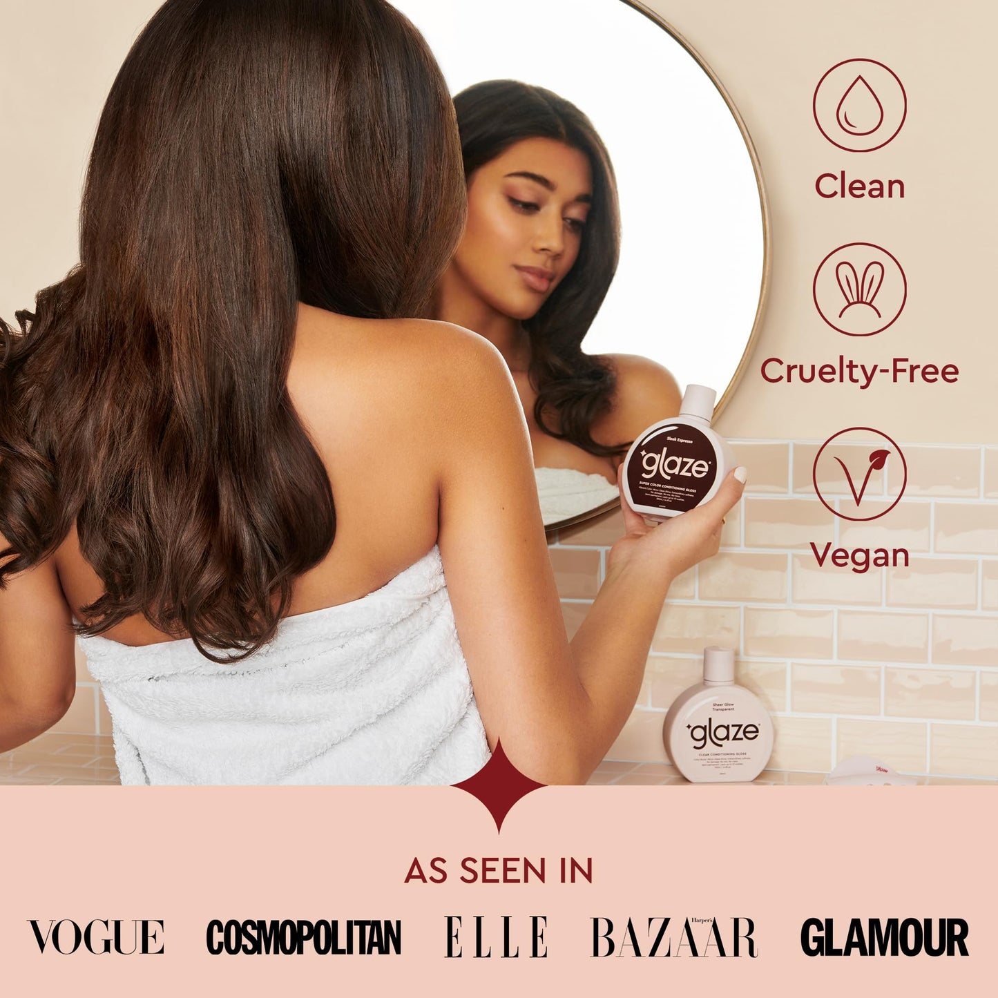 Glaze Super Gloss Color Conditioning Gloss – Blazing Brown for Medium to Dark Brown Hair – Rinse Out Semi-Permanent Hair Gloss for Unbleached, Natural Hair