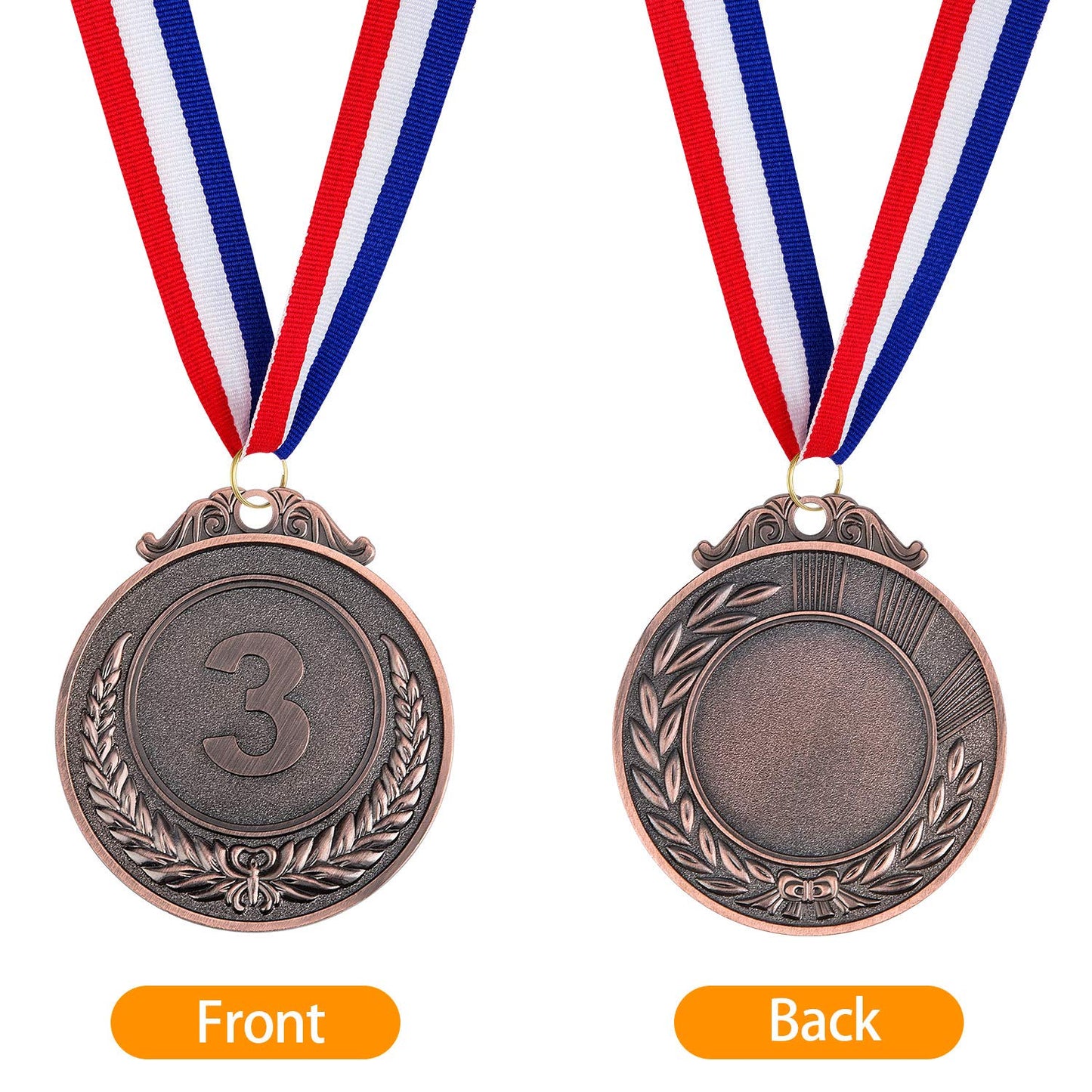 18 Pieces Metal Winner Gold Silver Bronze Award Medals Style Metal Winner Awards with Neck Ribbon, 2Inches
