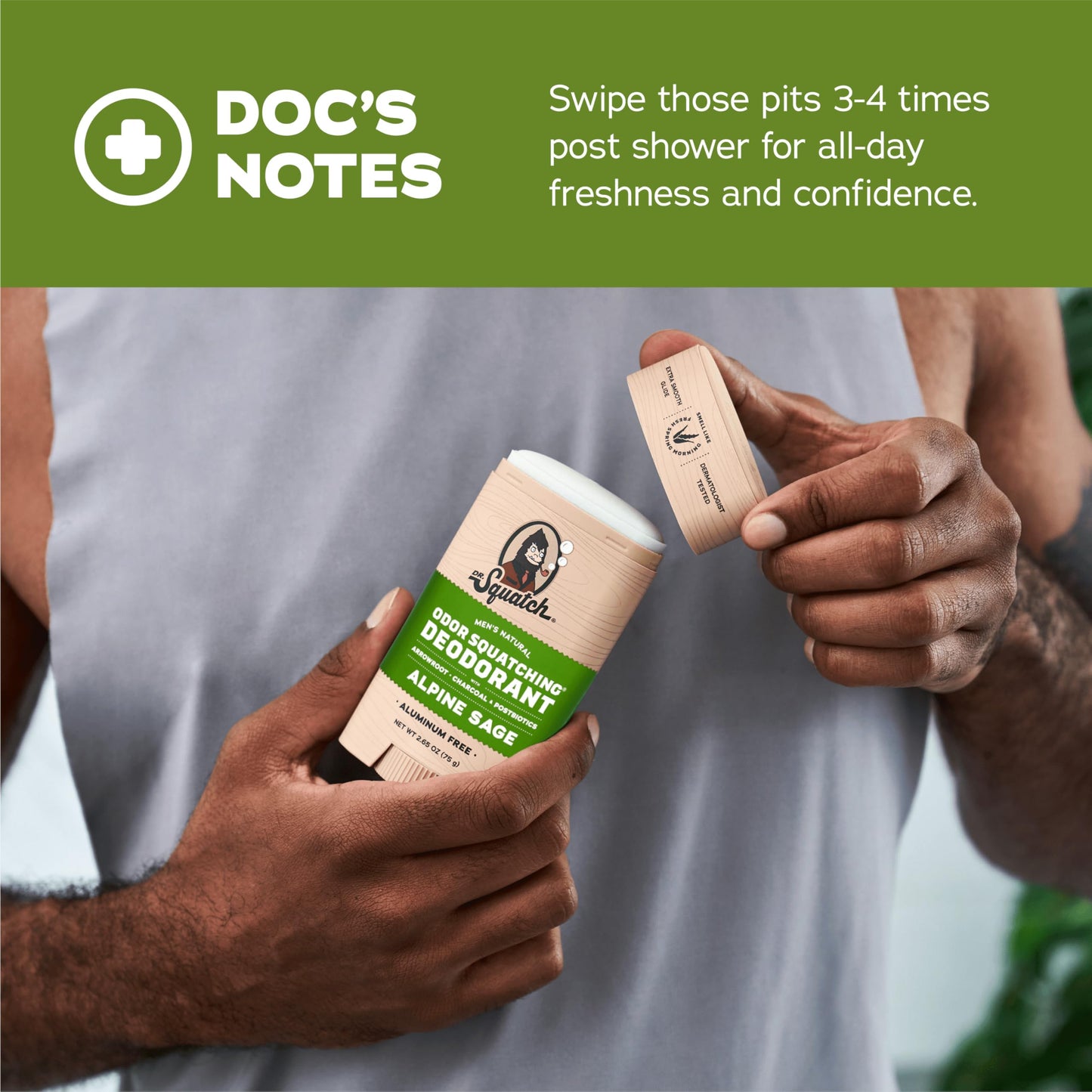 Dr. Squatch Natural Deodorant for Men 3 Pack Alpine Sage – Odor-Squatching Men's Deodorant Aluminum Free (2.65 oz, 3 Pack)