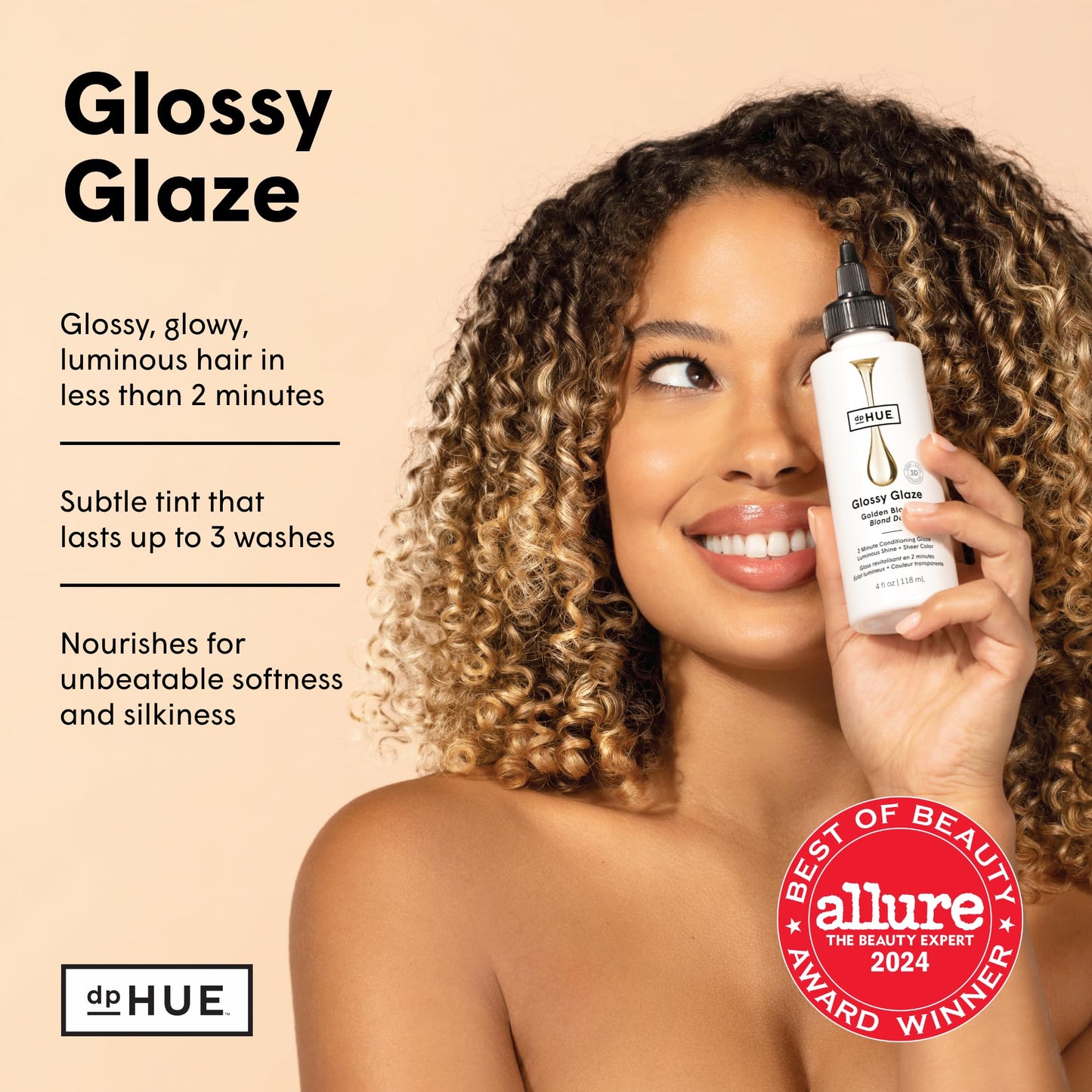 dpHUE Glossy Glaze, Golden Blonde - 4 fl oz - In-Shower Conditioning Glaze for Luminous Shine & Sheer Color - Paraben, SLS & SLES Sulfate Free - Leaping Bunny Certified