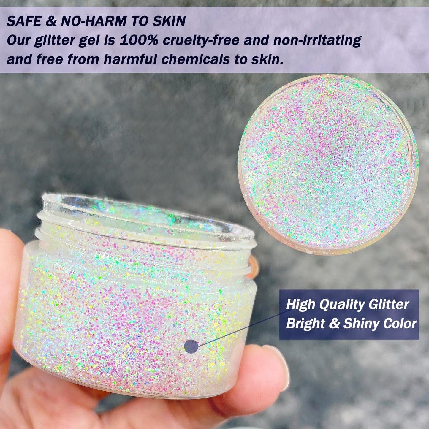 2 Pack Holographic Body Glitter Gel for Body, Face, Hair and Lip Color Changing Sparkling Face Glitter Gel for Music Festival Halloween Concerts Art Party Rave (Neon Pink + Pink Chameleon)