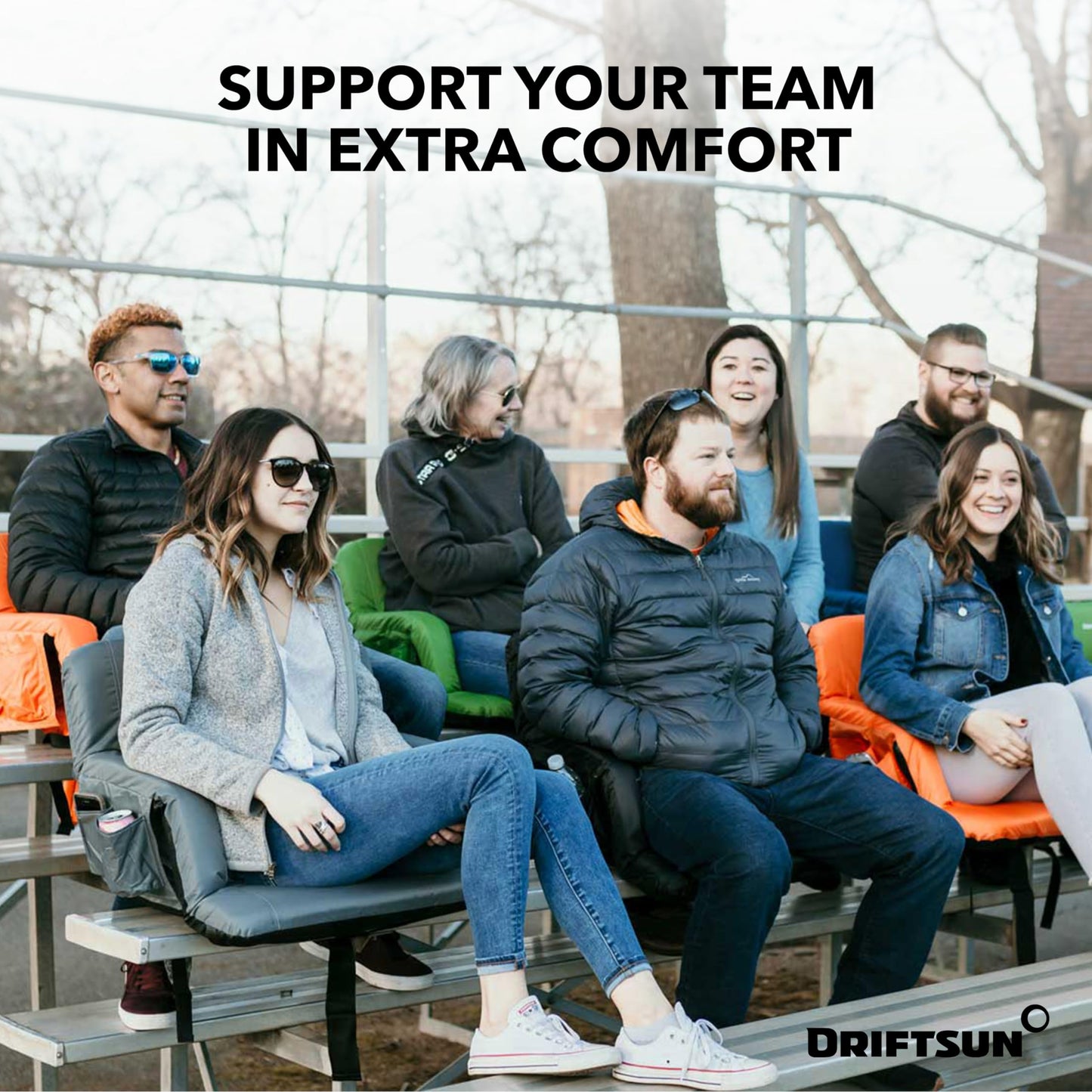 Driftsun Stadium Seats with Back Support, Deluxe Bleacher Chairs with Back Support and Cushion, Padded Stadium Seats, Waterproof Stadium Chair
