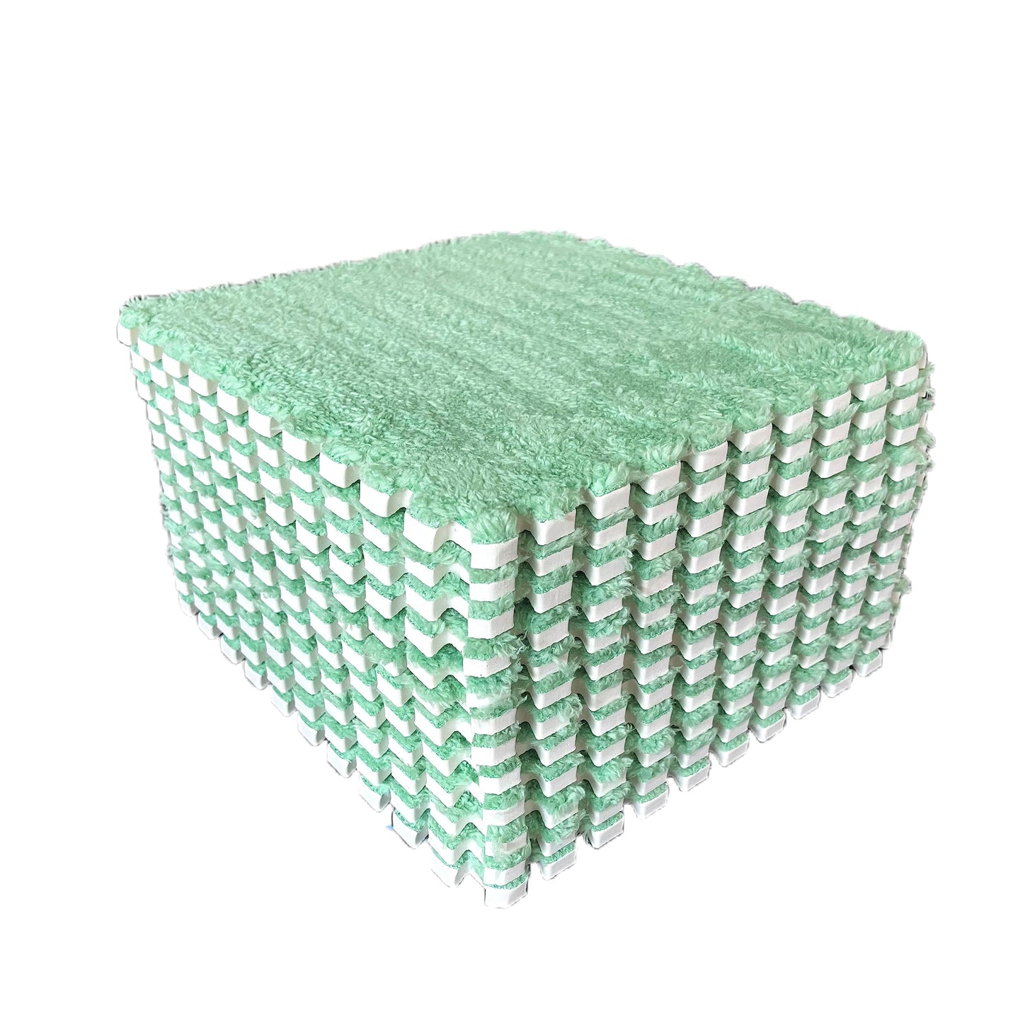 easycustomerlee 12pcs Interlocking Carpet Shaggy Soft EVA Foam Mats Fluffy Rugs Protective Floor Tiles Play Mats for Children Kids Room Home Parlor Bedroom(Mintgreen)