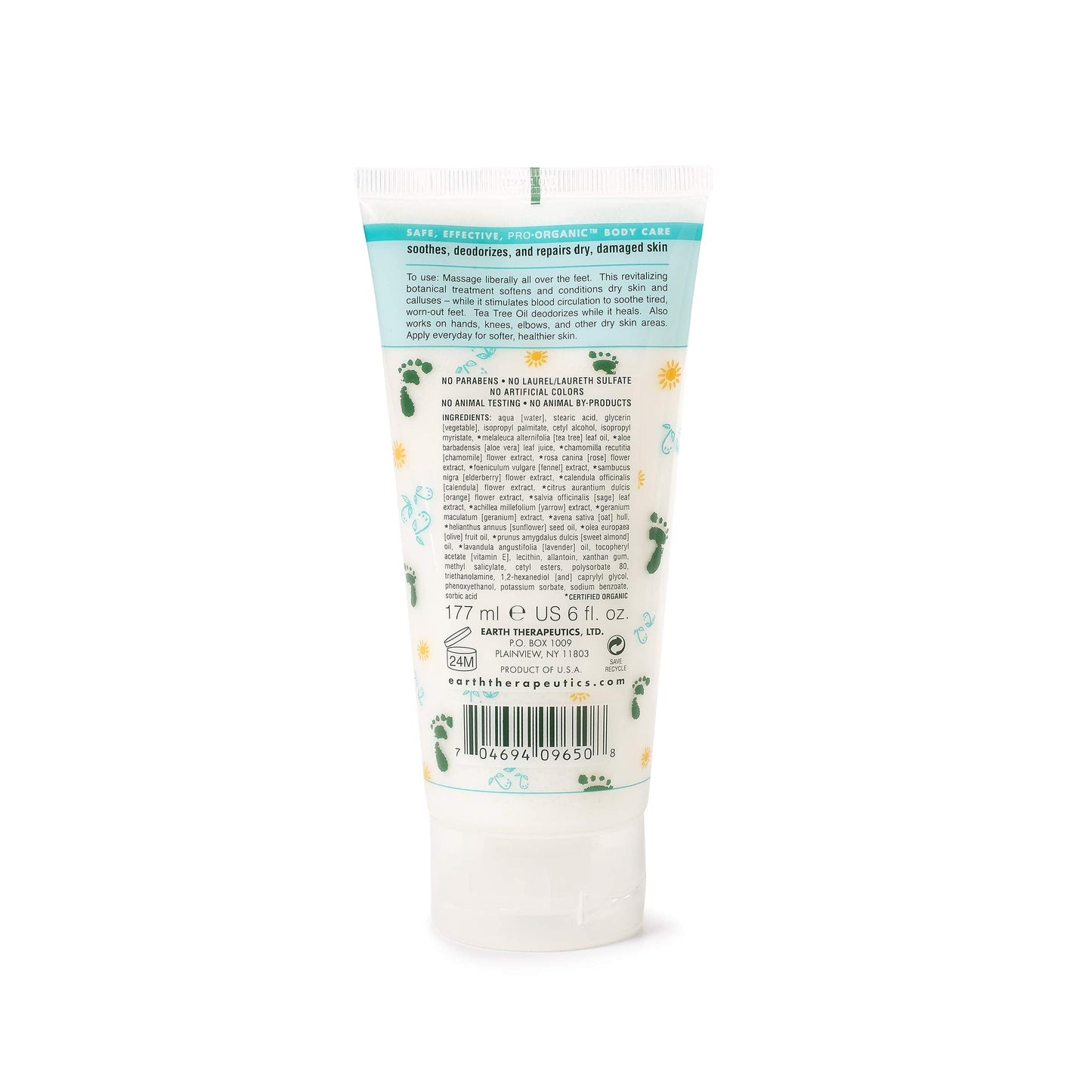 Earth Therapeutics Tea Tree Oil Foot Balm – Australian Tea Tree Oil w/Aloe Vera & Chamomile – Hydrates, Softens & Conditions Dry Cracked Feet, Heel and Calluses – Soothe Irritated Skin – 6 Ounces