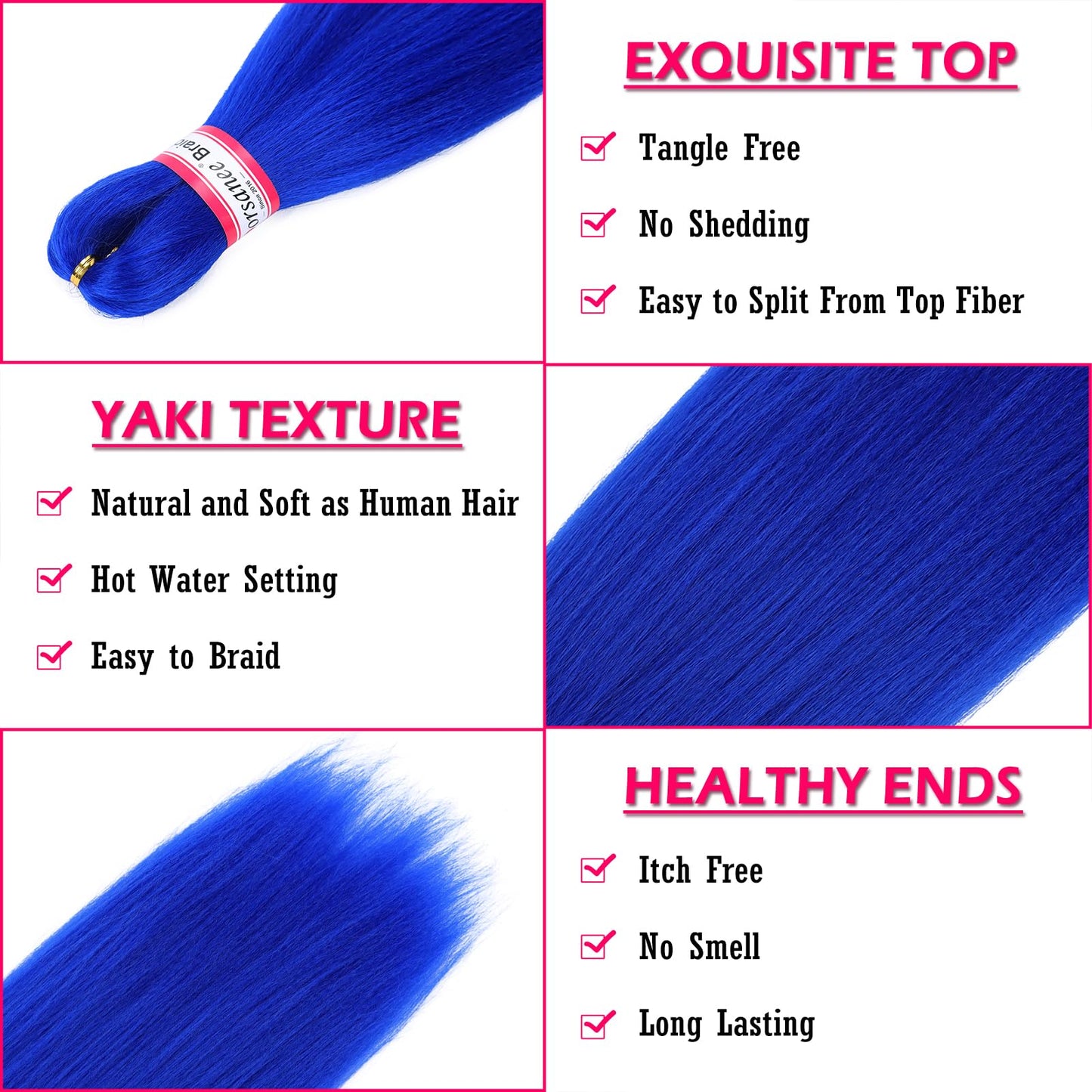 Dorsanee Blue Braiding Hair Pre Stretched 20 Inch 3 Packs Professional Easy Braiding Hair for Crochet Braids Twists Locs Hair Soft Yaki Texture Hot Water Setting Synthetic Hair Extensions