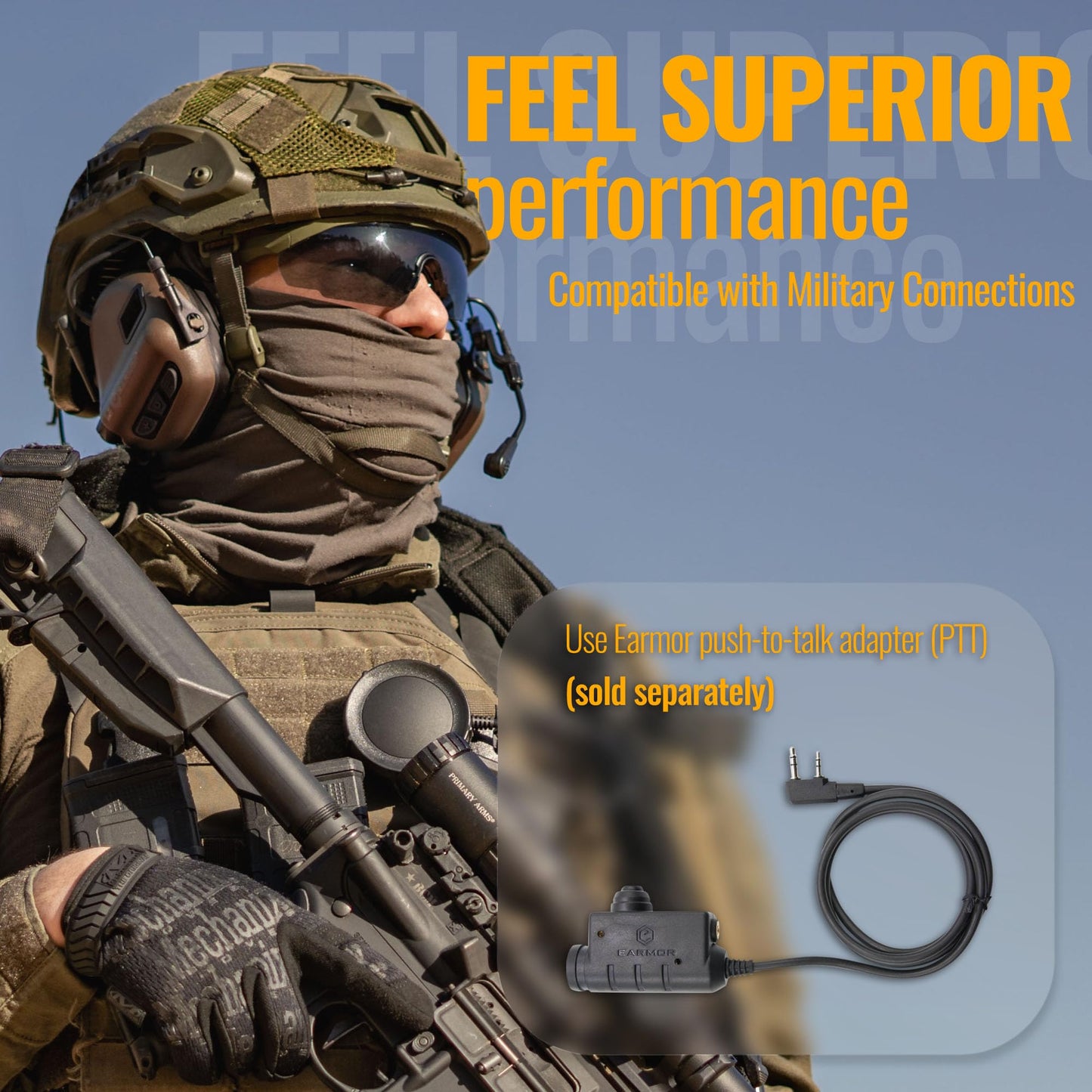 EARMOR M32 PLUS 2024 Version Tactical Headset Hunting & Shooting Earmuffs with Microphone, Sound Amplification, Nato TP120 Jacket, Coyote
