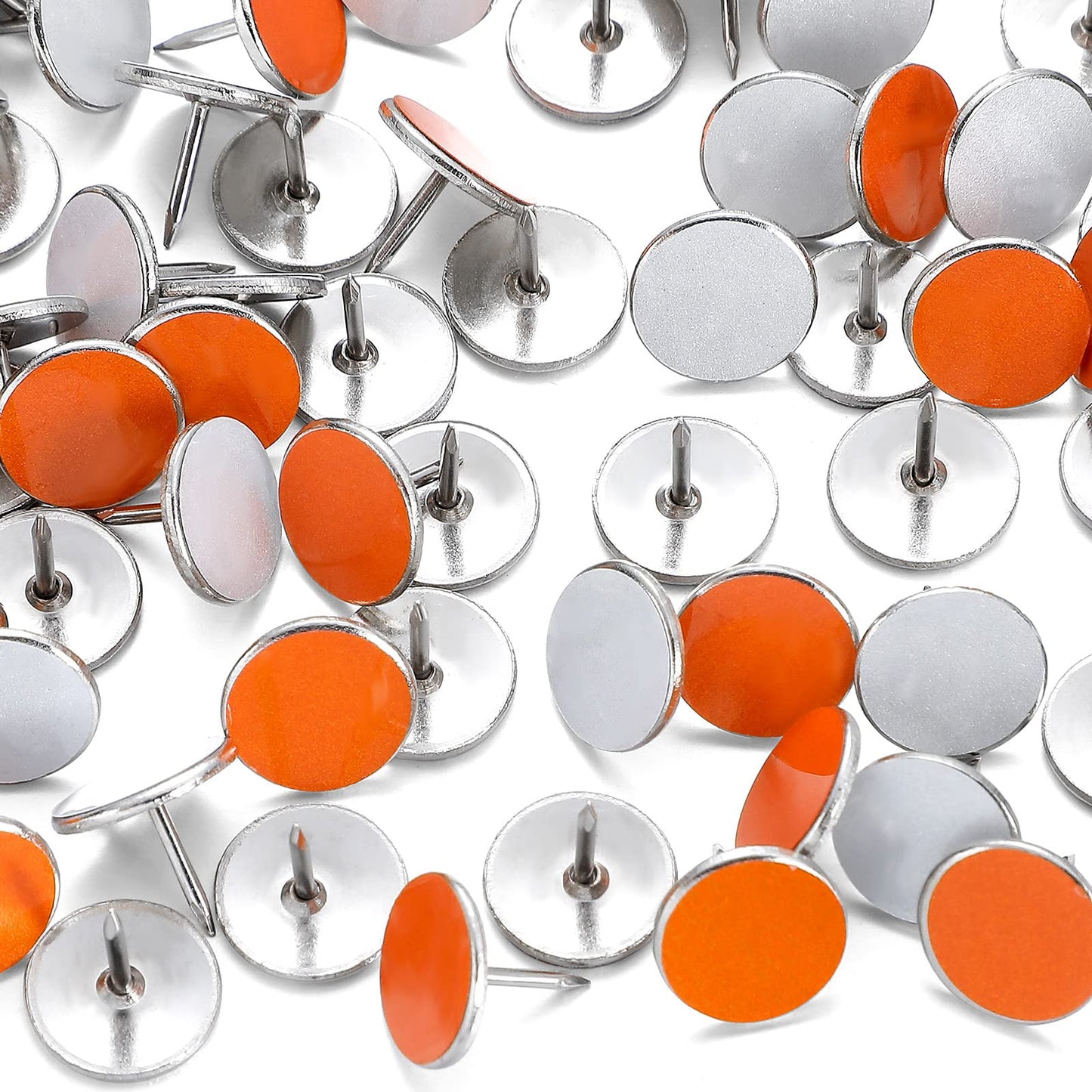 200 Pack White and Orange Reflective Tacks Trail Marking Tacks Glow Tacks Reflective Trail Markers Hunting Reflector Tacks Mark Trail Reflective Thumb Tacks for Hunting Hiking Camping Tree Stand