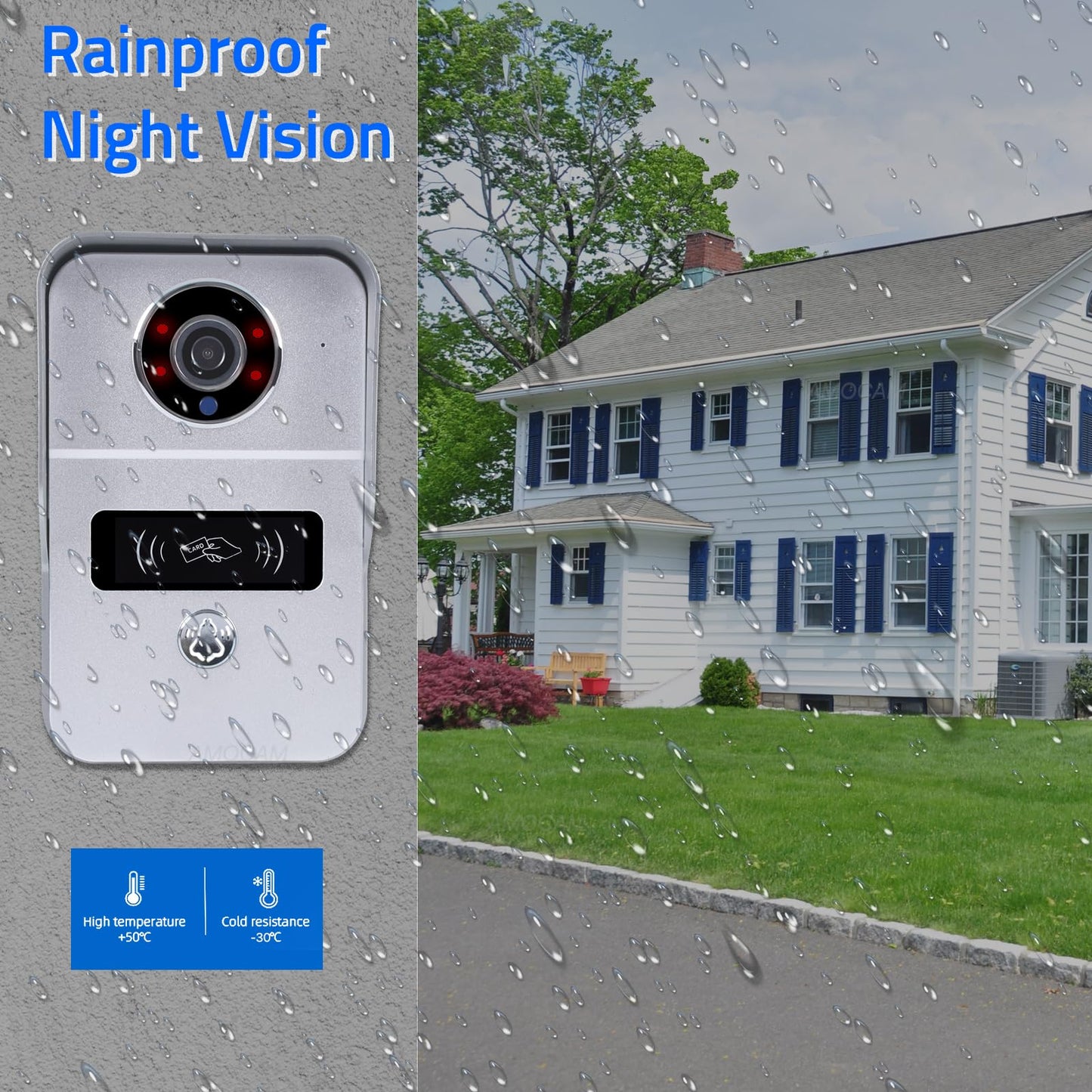 2-Wire Video Intercom System, 7 Inch 1080P Touchscreen WiFi Video Doorbell Door Phone System, No Monthly Fees, Snapshot, Monitoring Tuya App Card Unlock for Home Apartment (Monitor with WiFi)