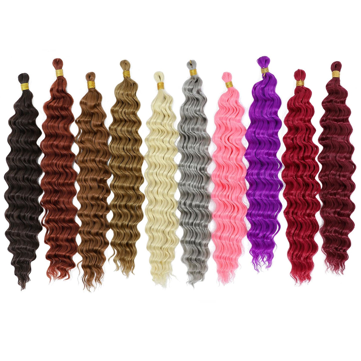 Eerya Long Curly Braiding Hair 18 Inch 2 Packs Grey Ocean Wave Crochet Hair for Black Women Deep Wave Braiding Hair for Boho Braids (18 inch, Grey)