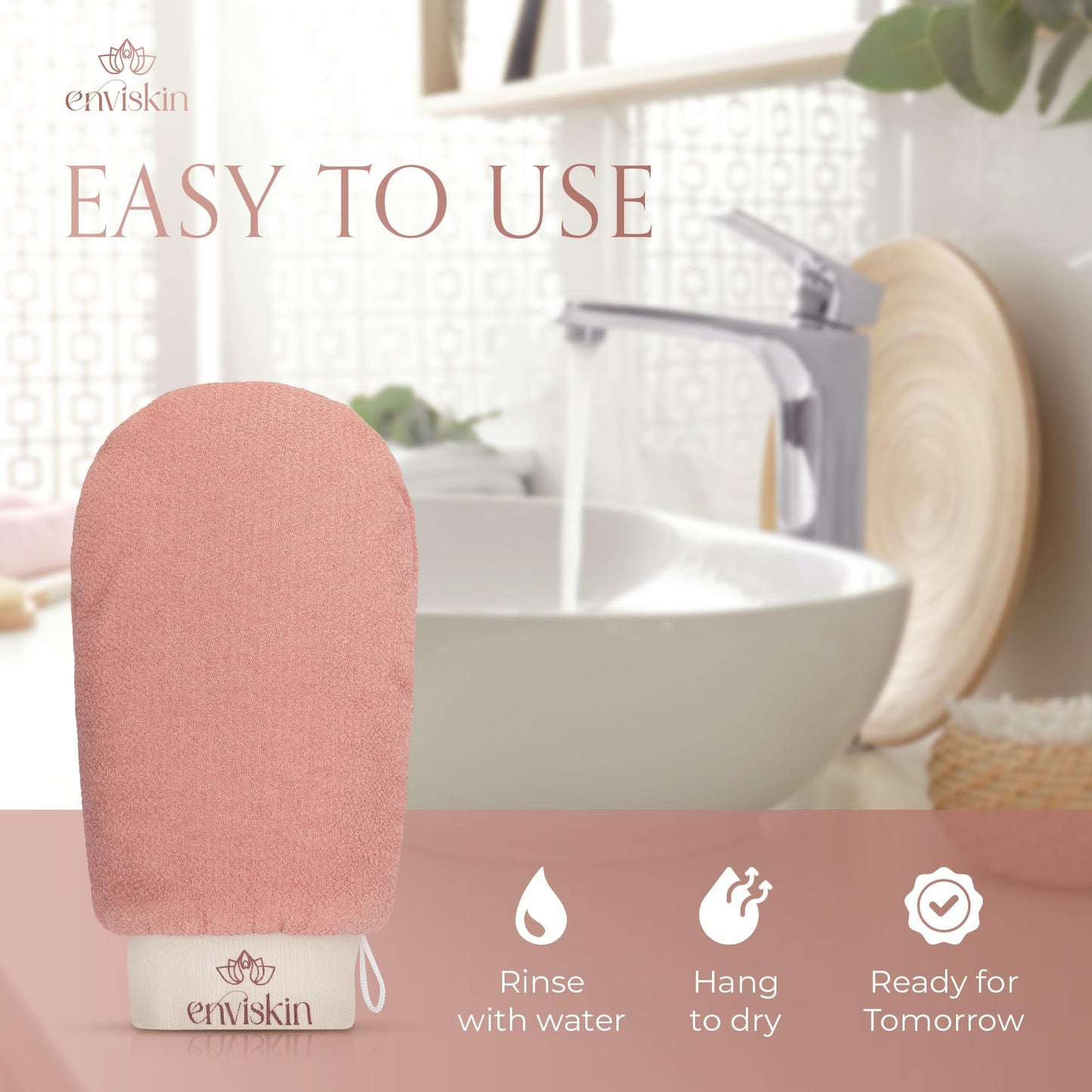Enviskin Dermaglow Exfoliating Gloves – Premium Plant-Based Viscose Double-Layer Mitt for Deep Body Exfoliation, Dead Skin Removal, Self-Tan Eraser, Smooth Soft Skin