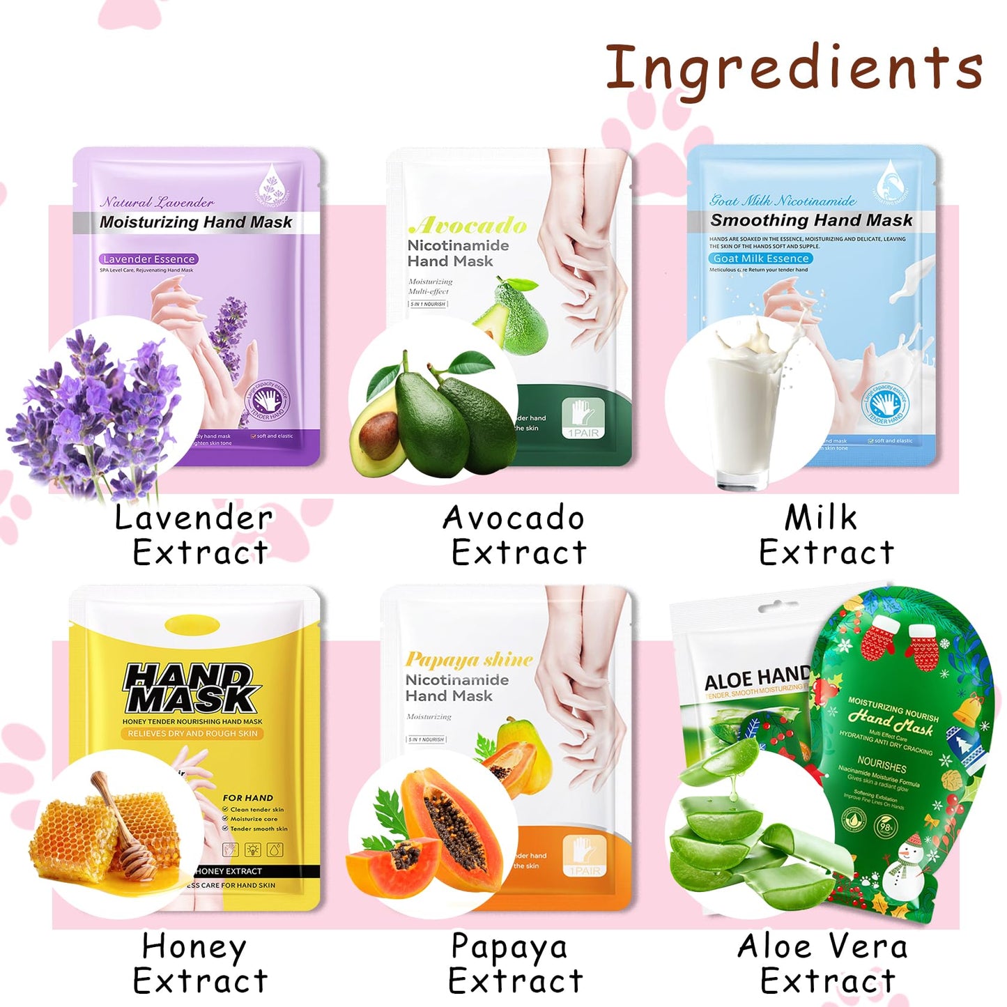 DWDiWen Hand Masks, 6 Pairs Hydrating Exfoliating Hand Peeling Mask, Smooth Hand Masks Moisturizing Gloves Overnight for Dry, Rough, Cracked Hands, Hand Skin Moisturizer Glove for Women Men(I