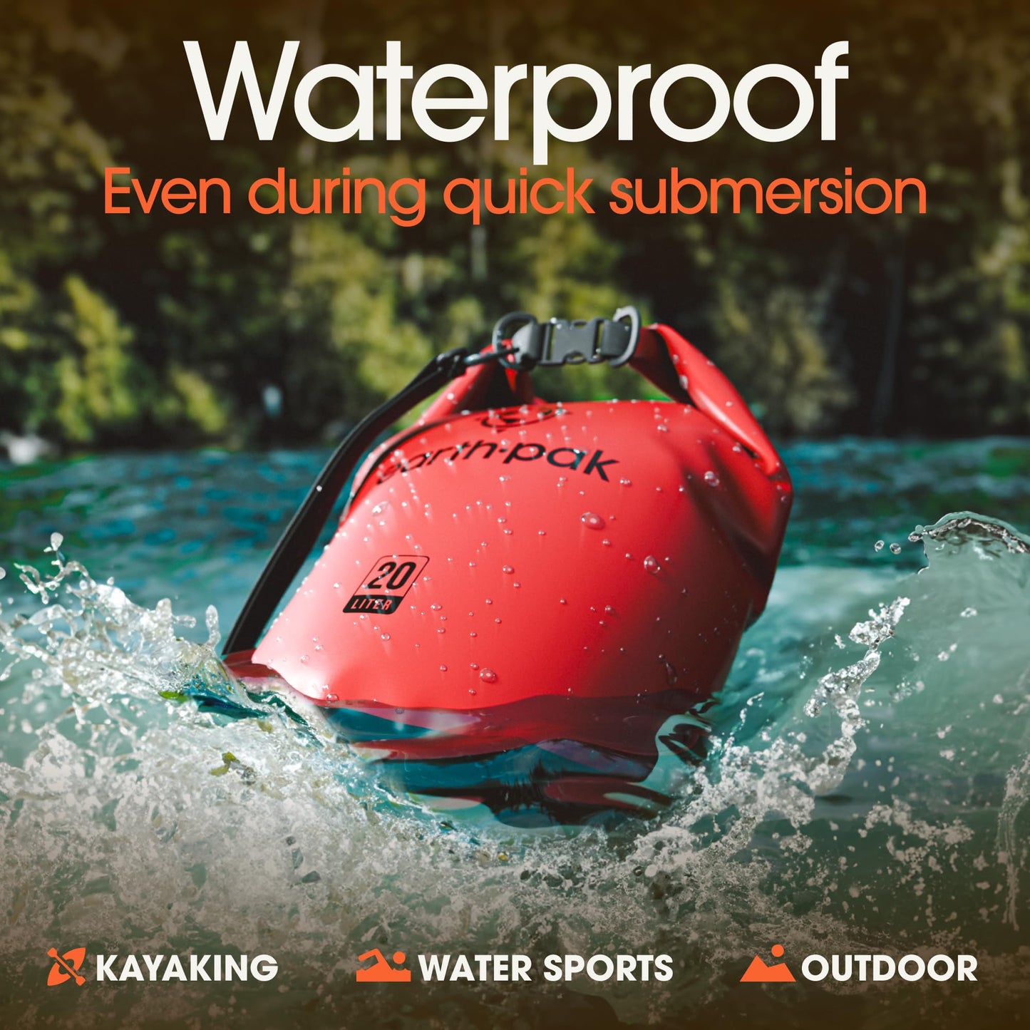 Earth Pak Waterproof Dry Bag - Roll Top Waterproof Backpack Sack Keeps Gear Dry for Kayak with Waterproof Phone Case