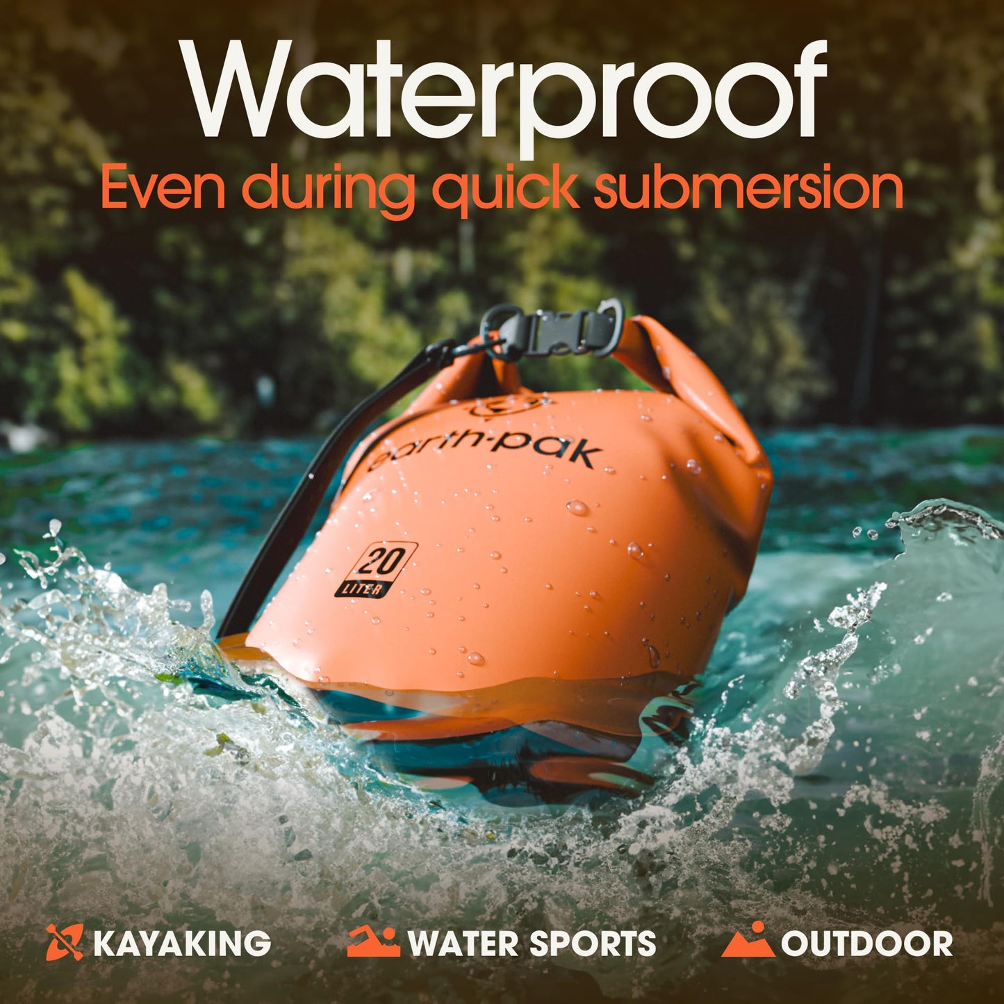 Earth Pak Waterproof Dry Bag - Roll Top Waterproof Backpack Sack Keeps Gear Dry for Kayak with Waterproof Phone Case