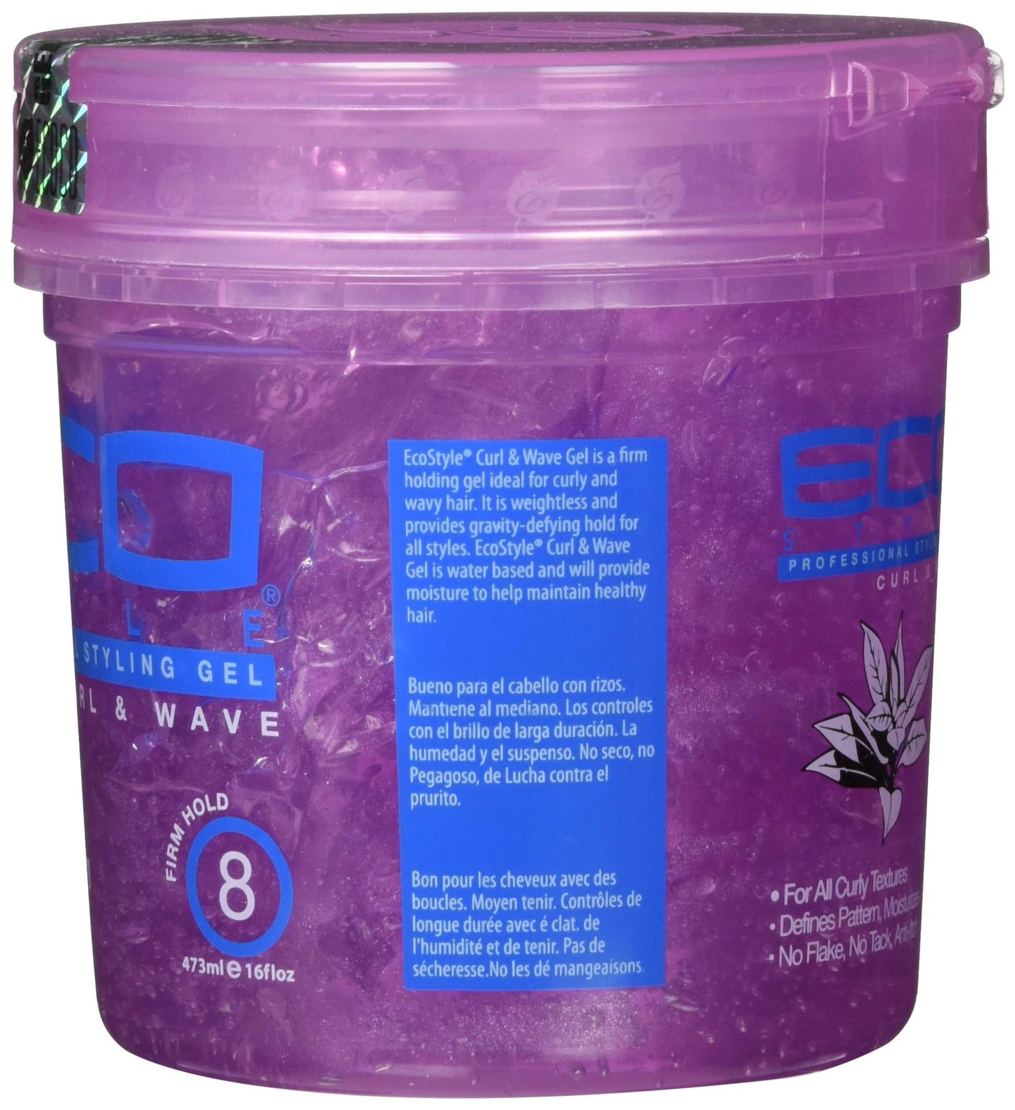 Eco Style Ecoco Hair Gel - Curl And Wave - Anti-Itch, Alcohol-Free Formula - Perfect Hold For Angled Or Tapered Sides - Ideal For Wavy Hair - No Flakes - Not Animal Tested - Moisturizes - 16 Oz